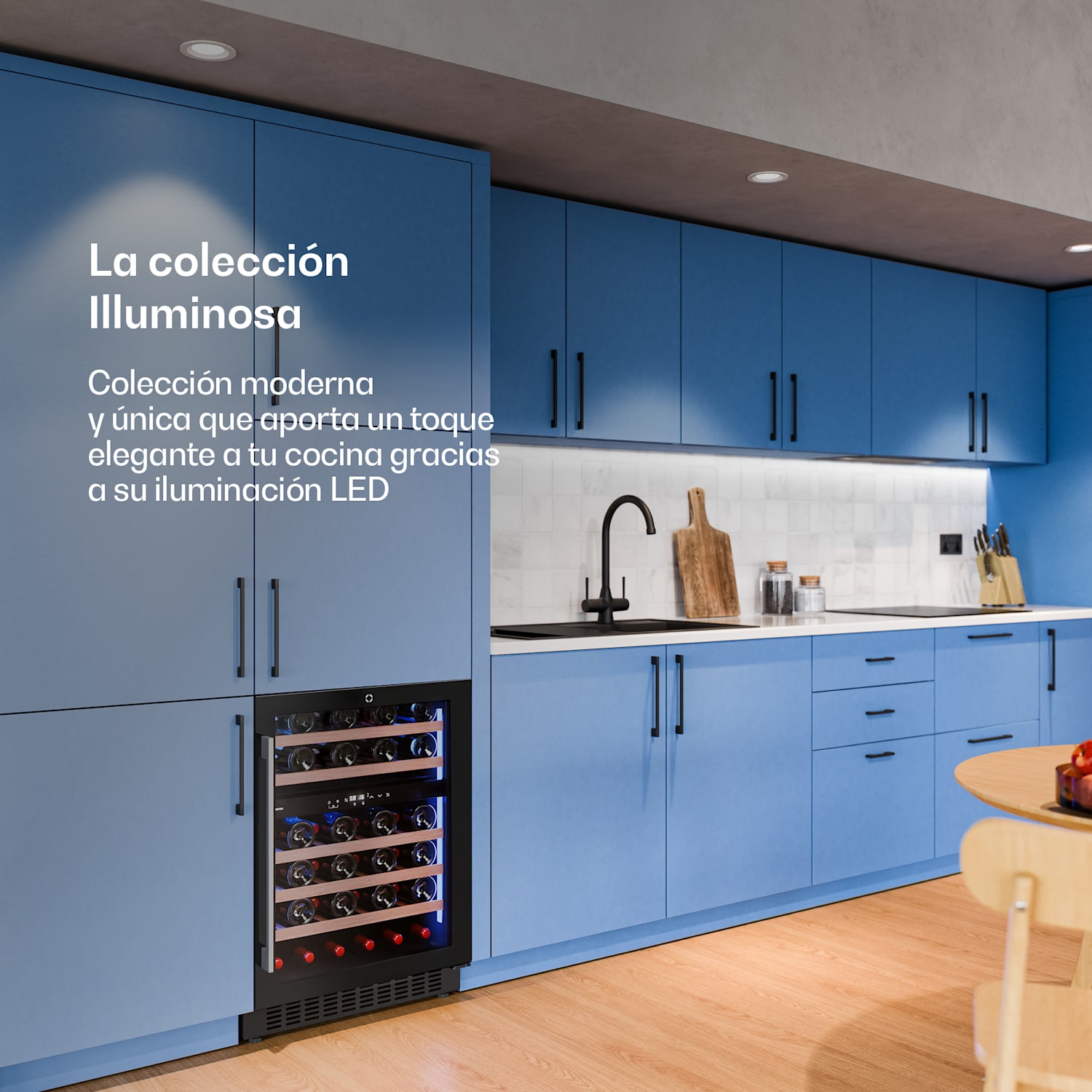 Illuminosa frigorífico para vino integrable | Zona dual | 129 litros | 46 botellas | 60 cm 46 botellas