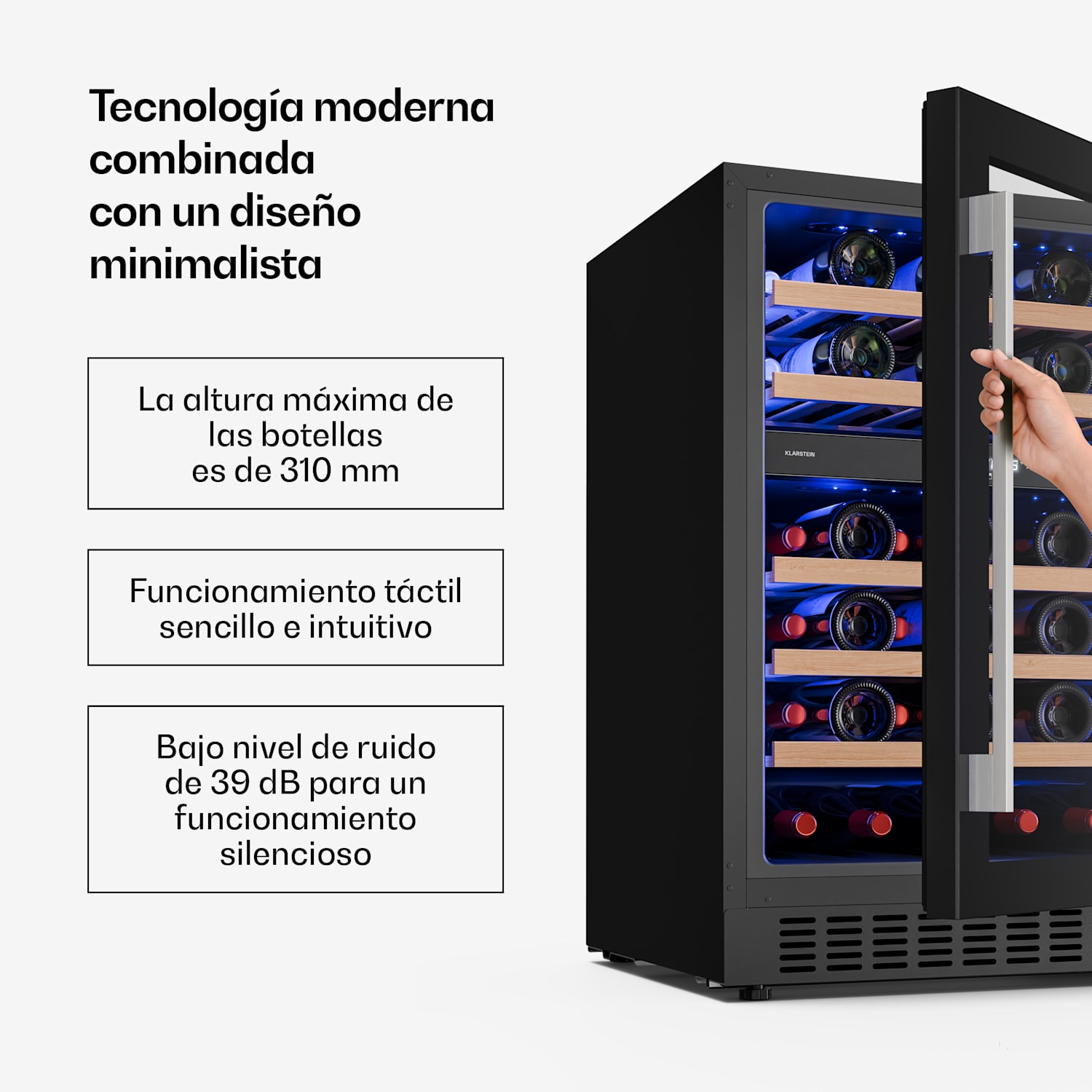 Illuminosa frigorífico para vino integrable | Zona dual | 129 litros | 46 botellas | 60 cm 46 botellas