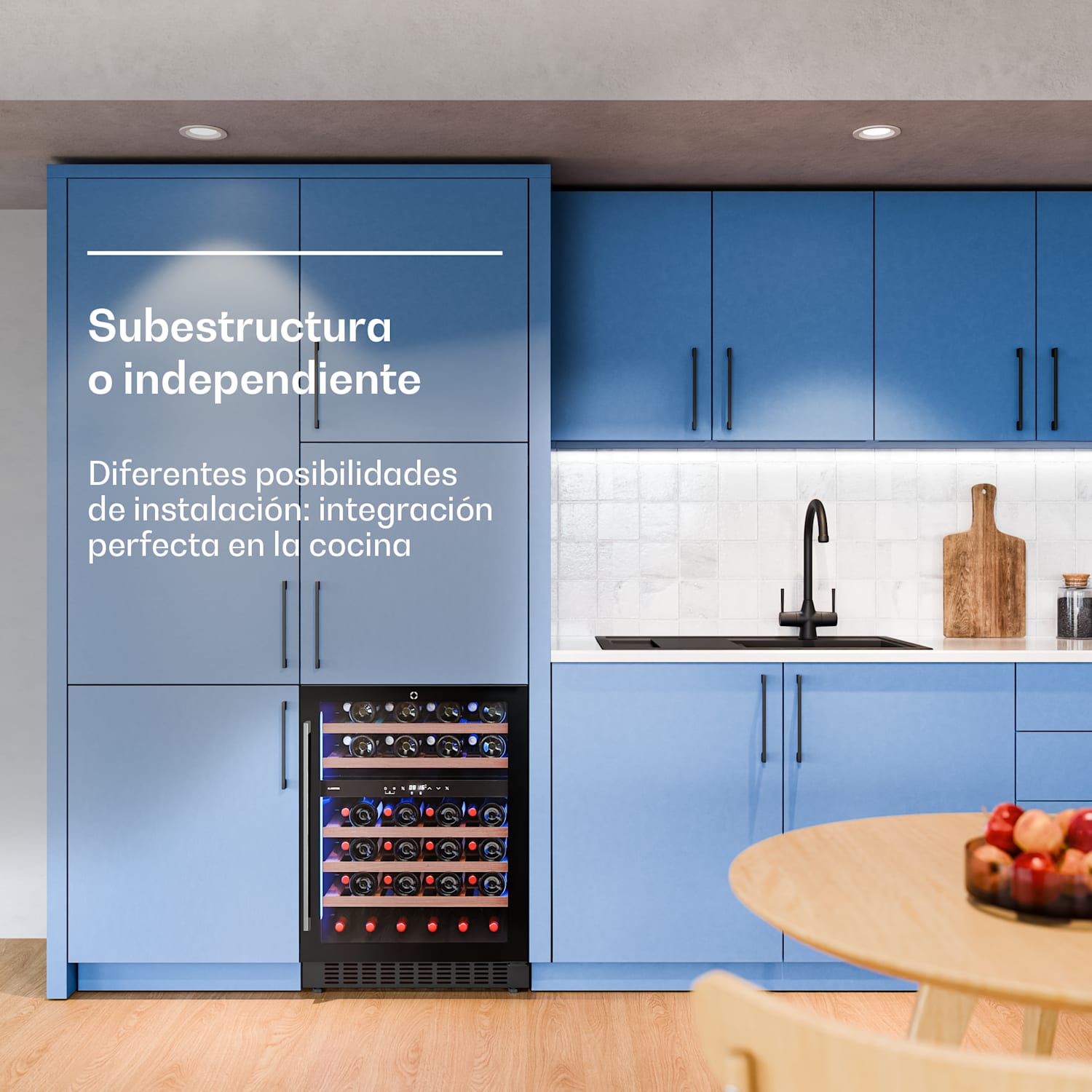 Illuminosa frigorífico para vino integrable | Zona dual | 129 litros | 46 botellas | 60 cm 46 botellas