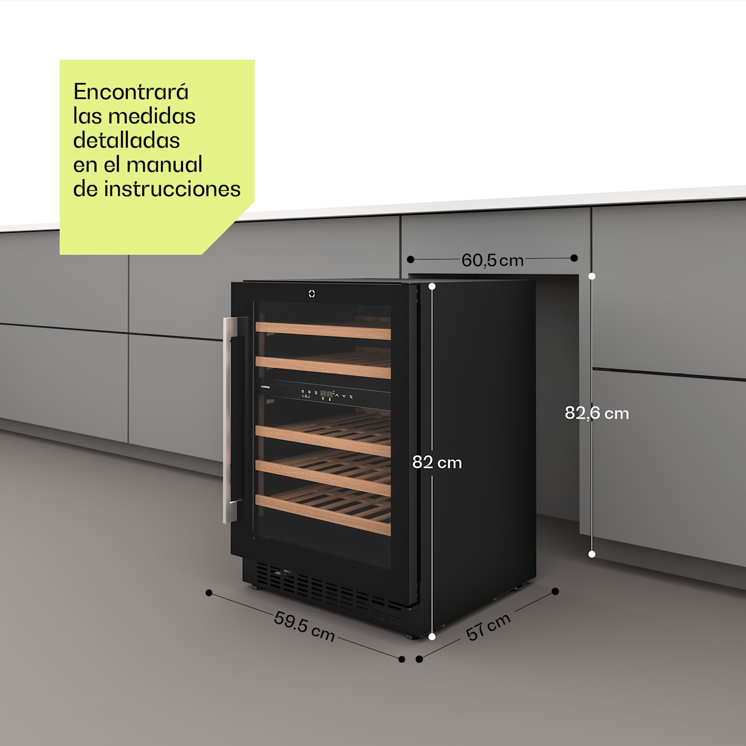 Illuminosa frigorífico para vino integrable | Zona dual | 129 litros | 46 botellas | 60 cm 46 botellas