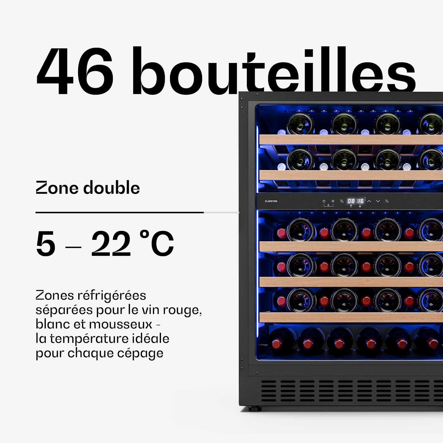 Illuminosa inbouw wijnkoelkast | dual zone | UV-bescherming | 129 liter | 46 flessen | 60 cm 46 flessen