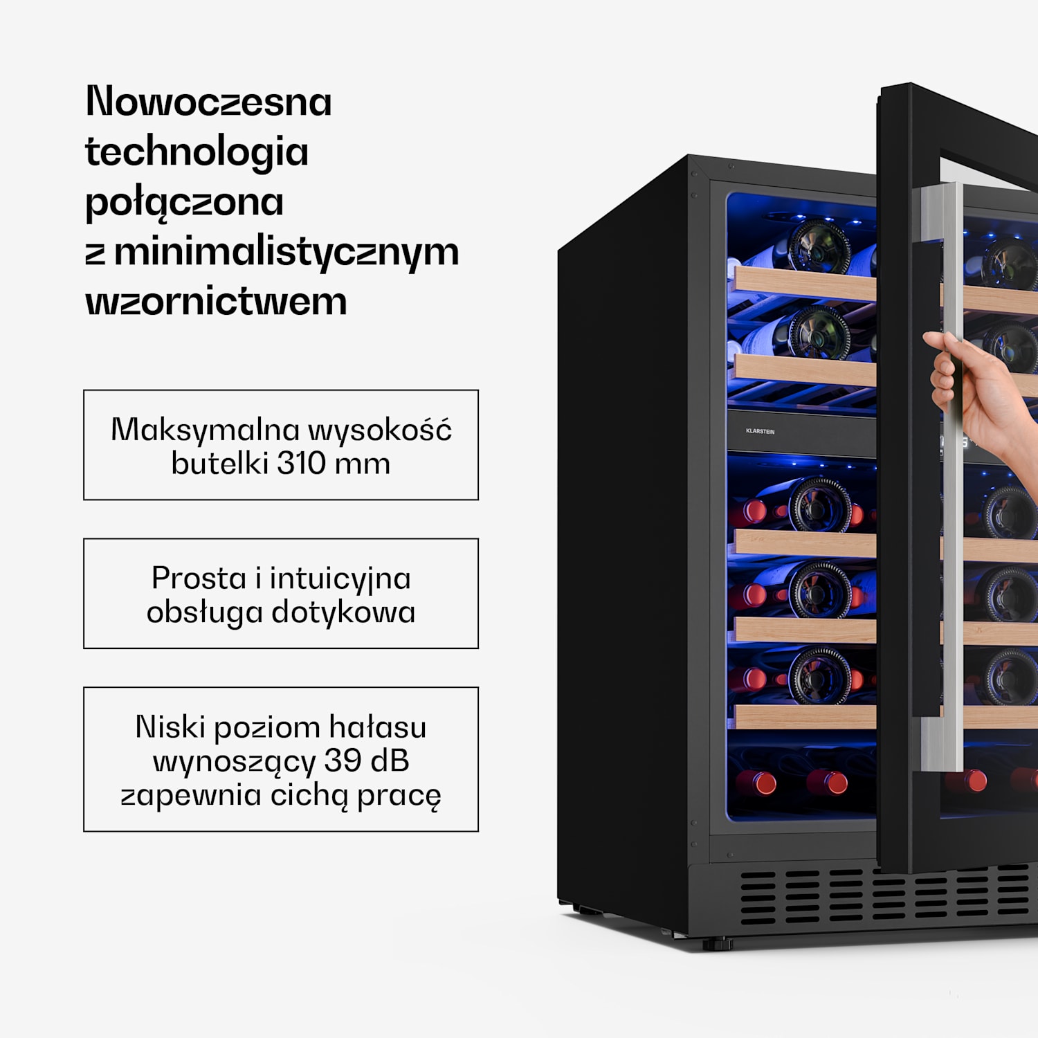 Illuminosa Lodówka na wino do zabudowy | Podwójna strefa | 129 litrów | 46 butelek | 60 cm 46 butelek