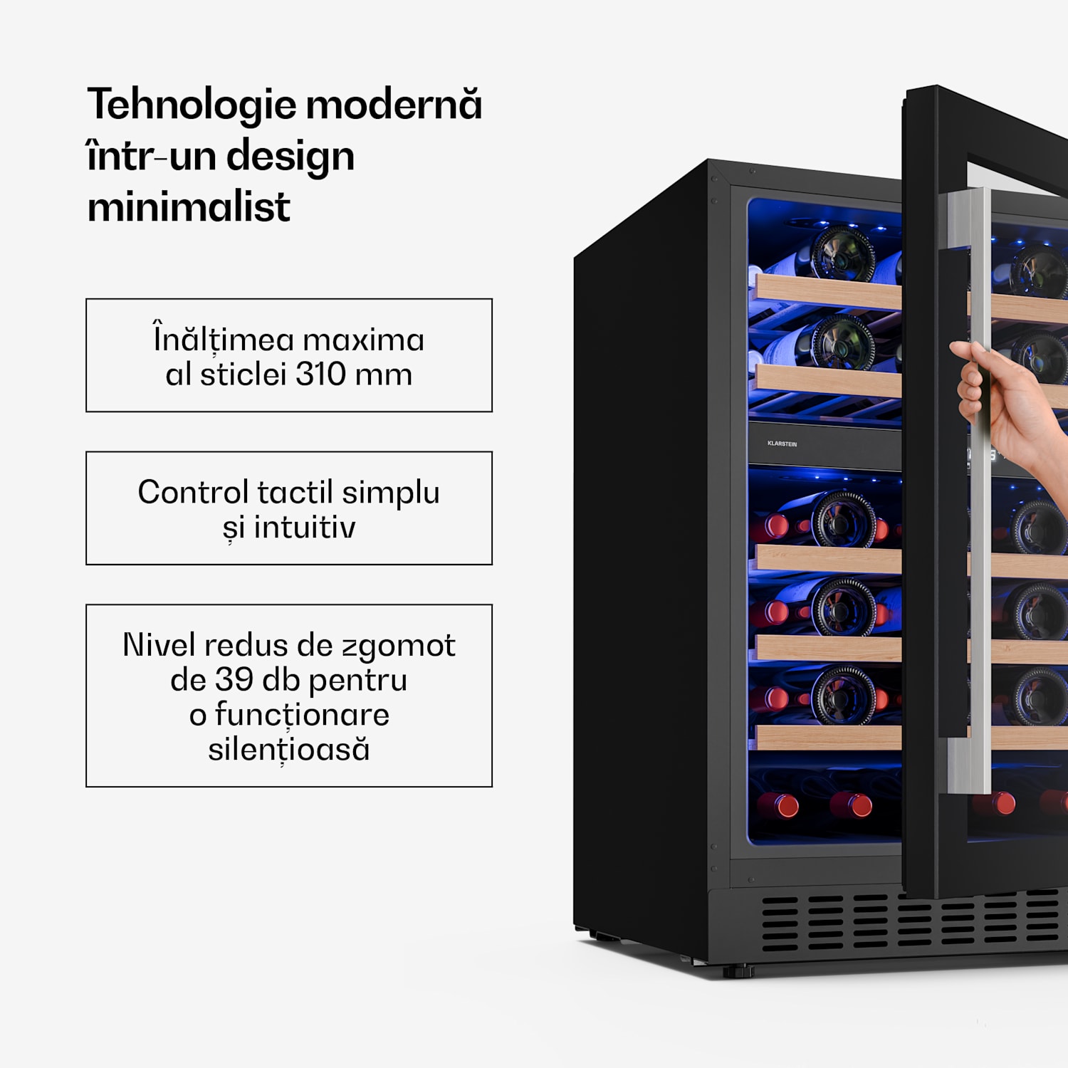 Illuminosa frigider de vin sub-blat | Cu două zone | 129 litri | 46 sticle | 60 cm 46 de sticle