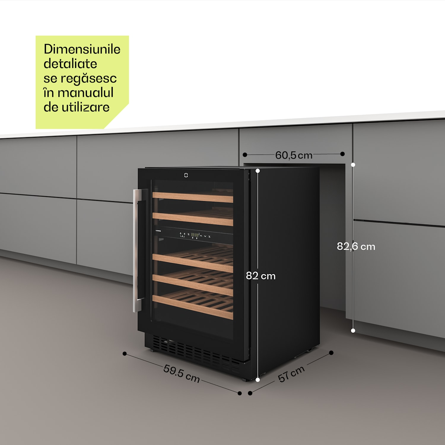 Illuminosa frigider de vin sub-blat | Cu două zone | 129 litri | 46 sticle | 60 cm 46 de sticle