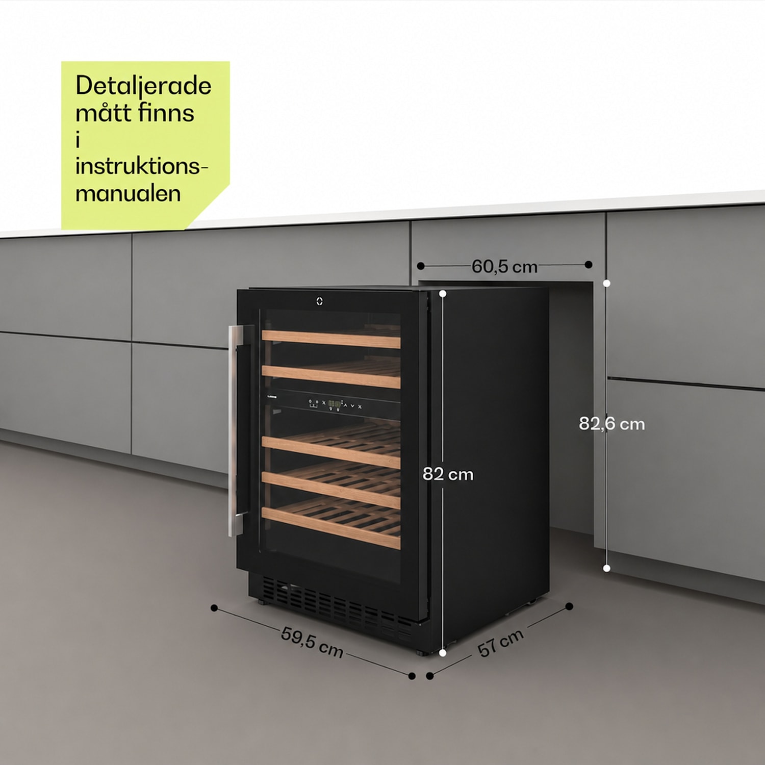 Illuminosa inbyggbar vinkyl | Dualzone | 129 liter | 46 flaskor | 60 cm 2 kylzoner | 46 flaskor