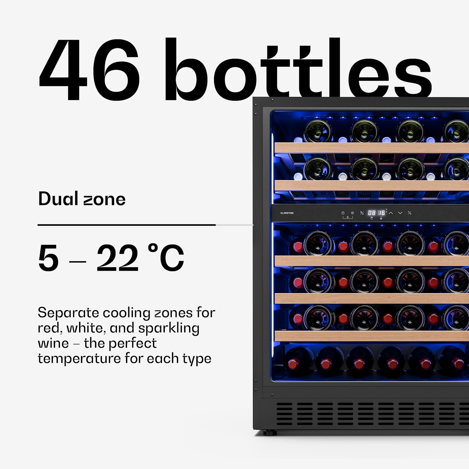 Illuminosa inbouw wijnkoelkast | dual zone | UV-bescherming | 129 liter | 46 flessen | 60 cm 46 flessen