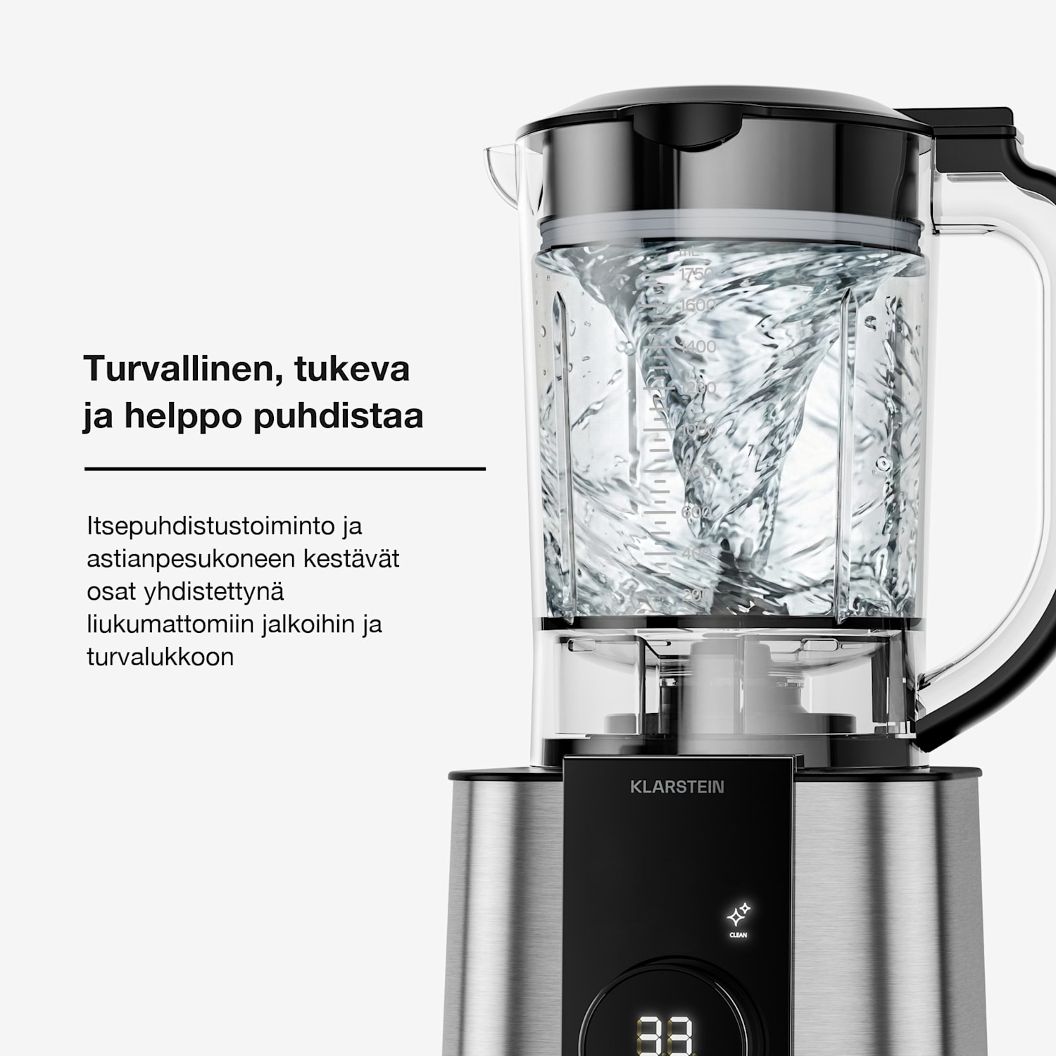Verosteel monitoimikone sekoittimella | Vaivaus, vaahdotus & mehunpuristus | 1200 W | 2 L/1,75 L Hopea