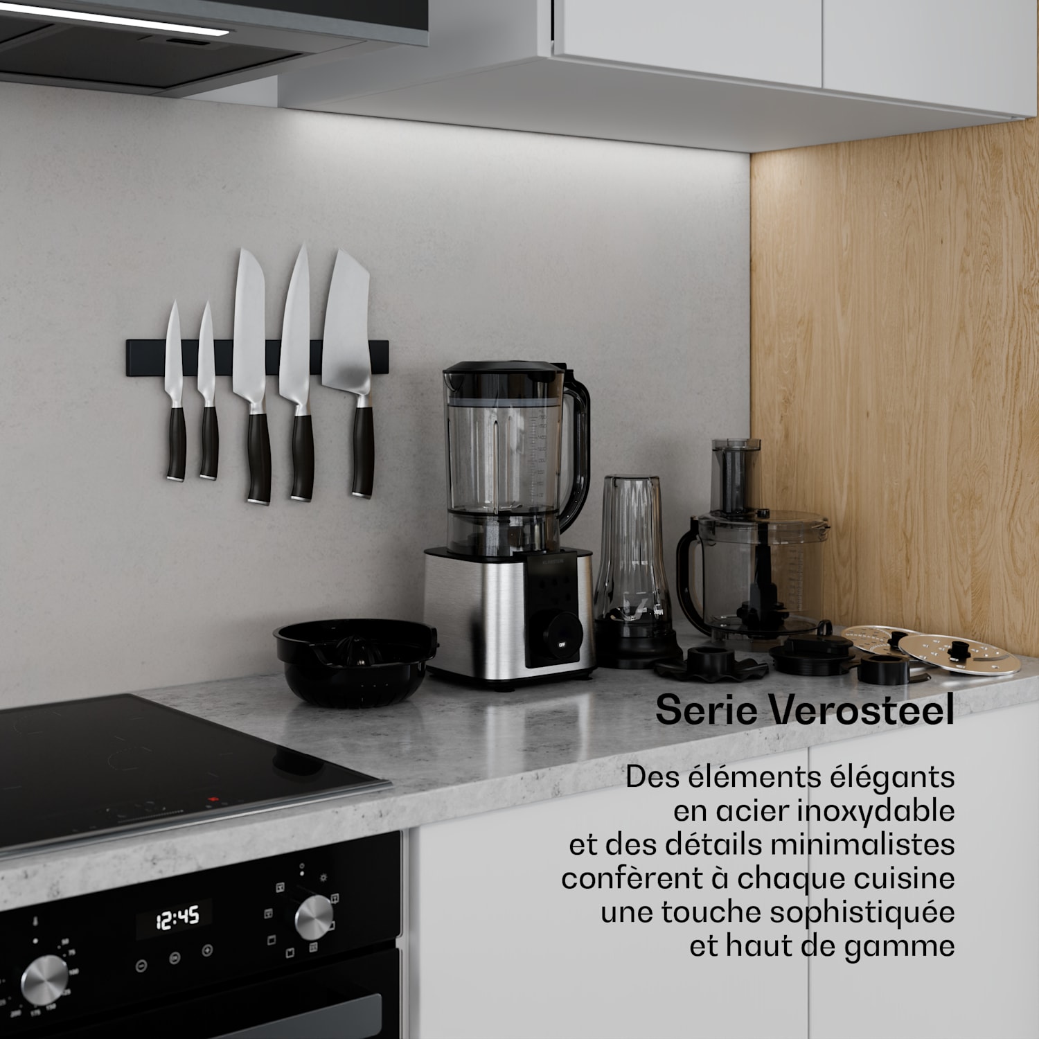 Verosteel Robot culinaire avec batteur | Pétrir, fouetter et extraire le jus | 1200 W | 2 L/1,75 L Argent