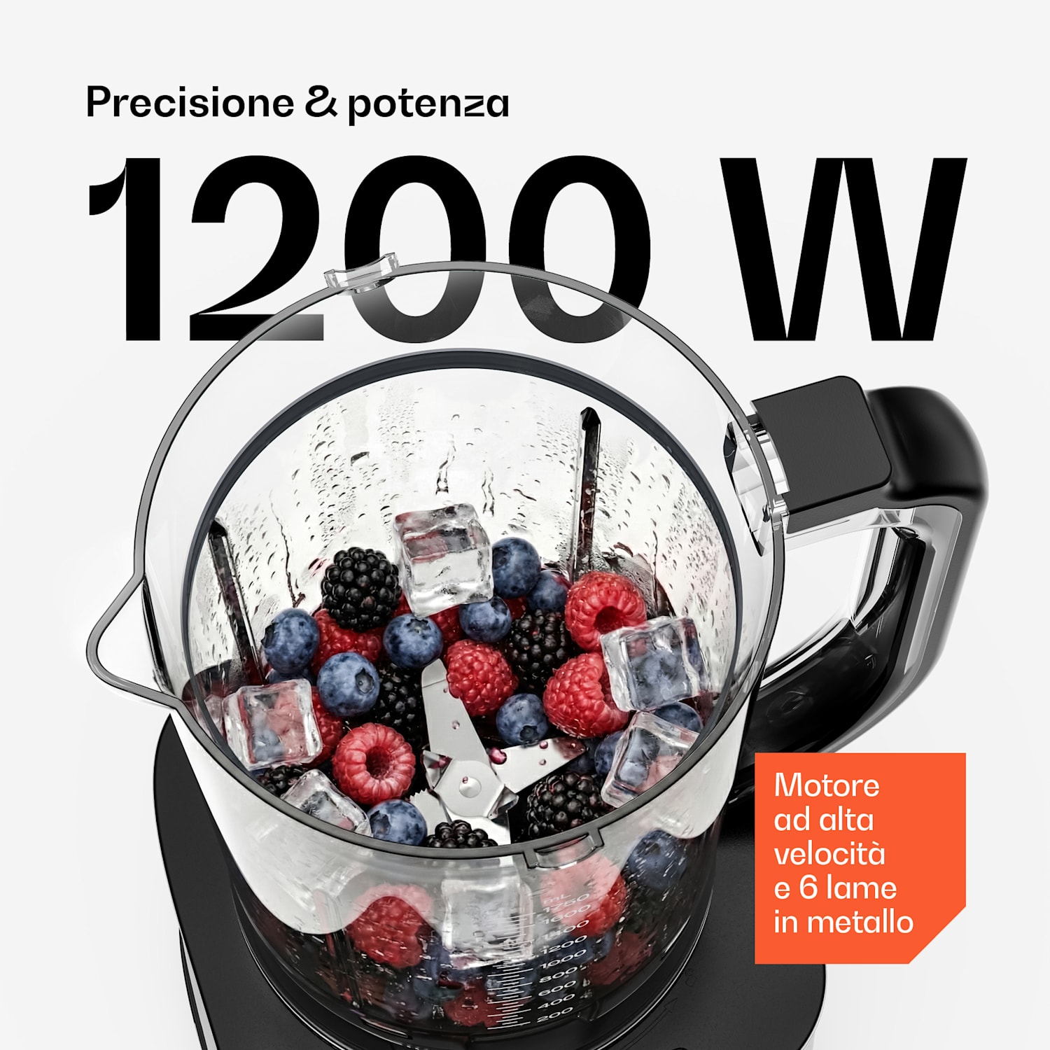Verosteel - Robot da cucina con frullatore | Impastare, montare & spremere |1200 W | 2 L/1,75 L Argento