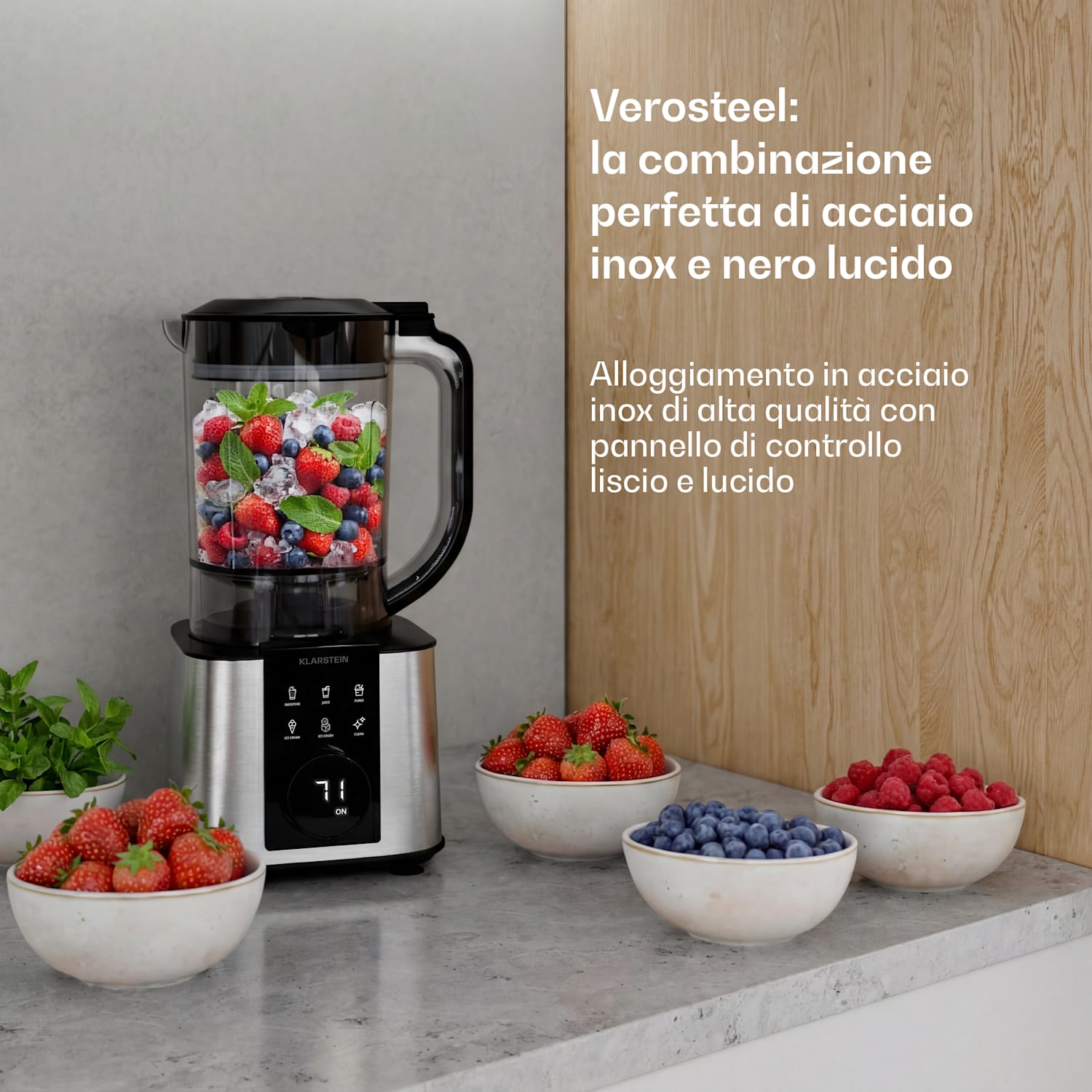 Verosteel - Robot da cucina con frullatore | Impastare, montare & spremere |1200 W | 2 L/1,75 L Argento