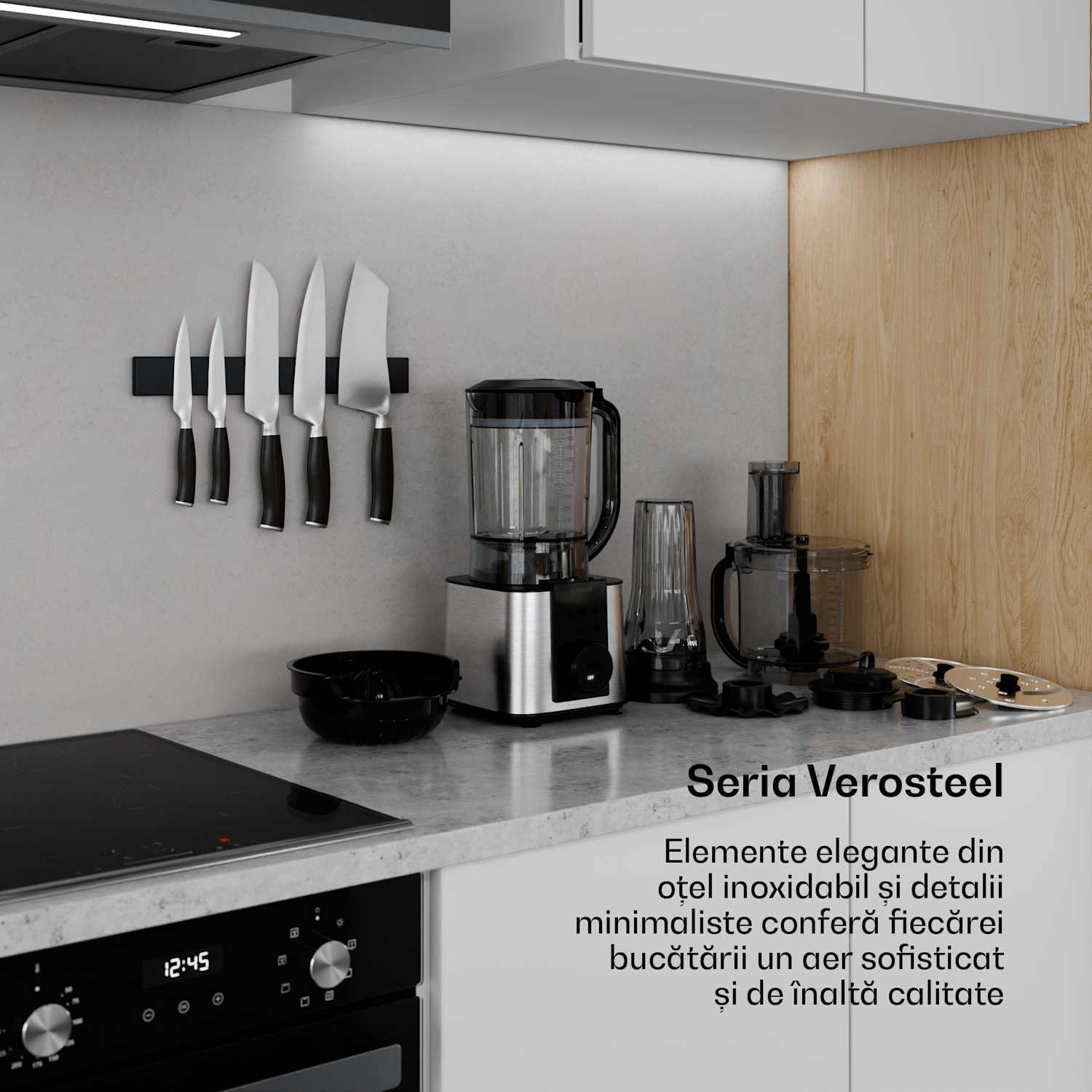 Robot de bucătărie Verosteel cu blender | frământare, batere și stoarcere | 1200 W | 2 l / 1,75 l Argintiu