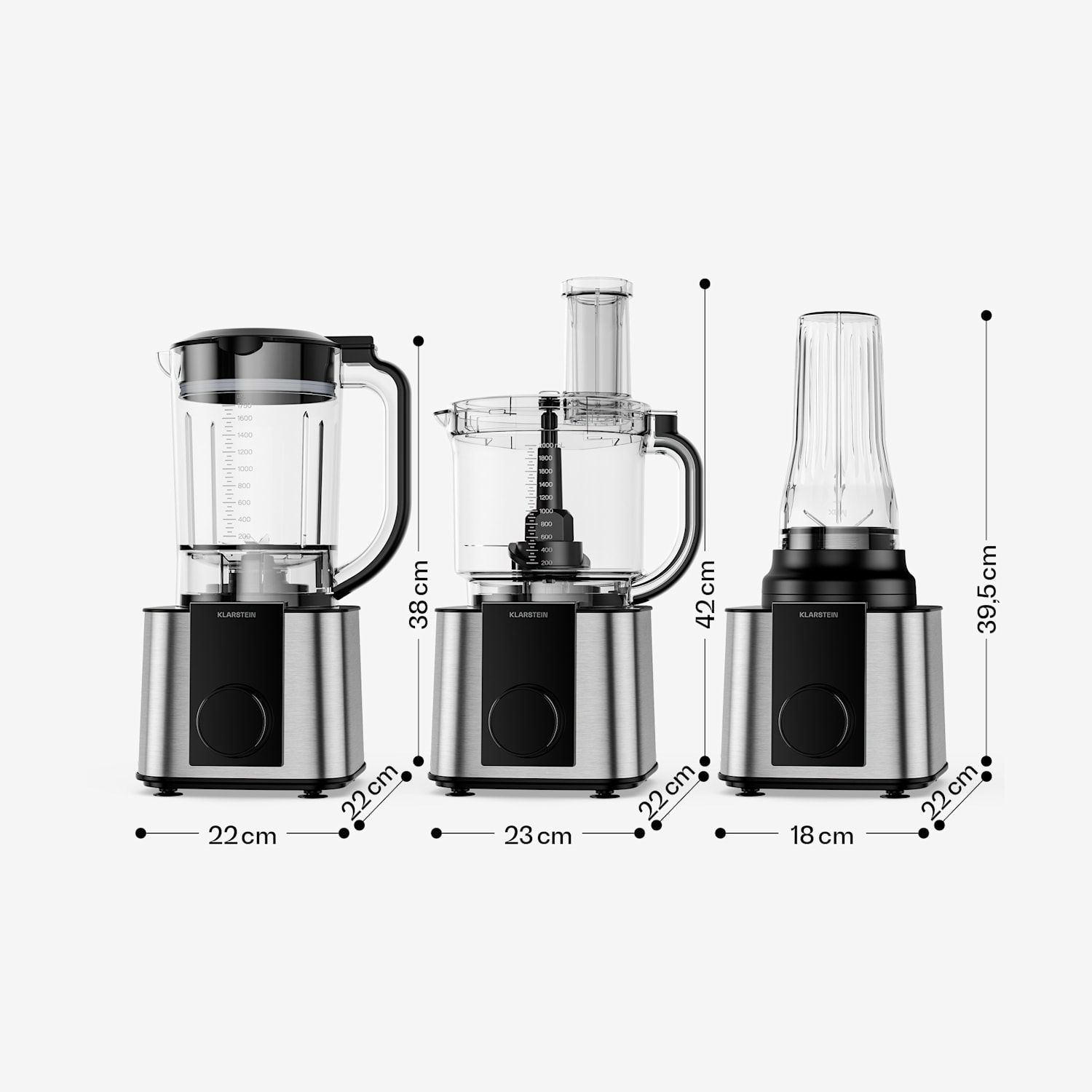 Robot de bucătărie Verosteel cu blender | frământare, batere și stoarcere | 1200 W | 2 l / 1,75 l Argintiu
