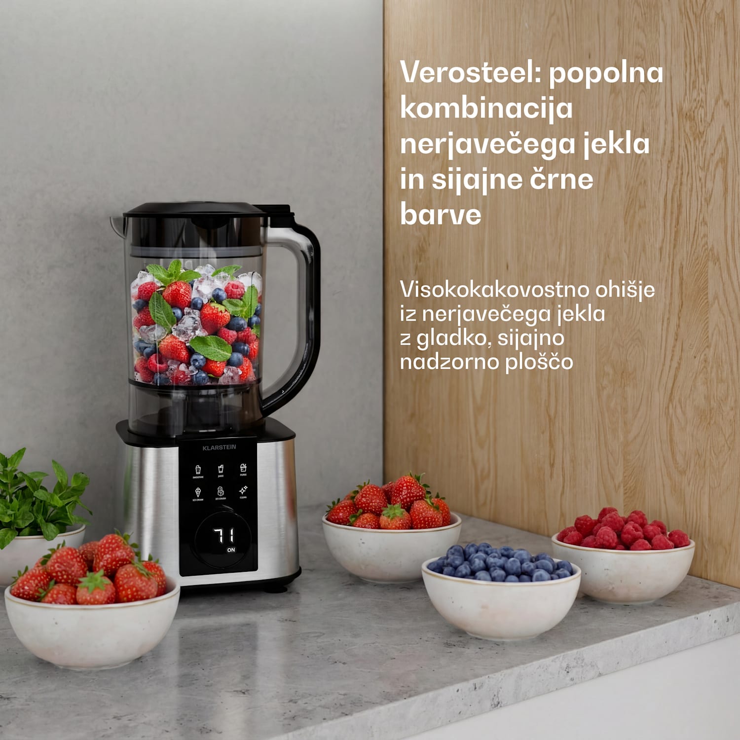 Verosteel kuhinjski robot z mešalnikom | gnetenje, stepanje in stiskanje soka | 1200 W | 2 l / 1,75 l Srebrna