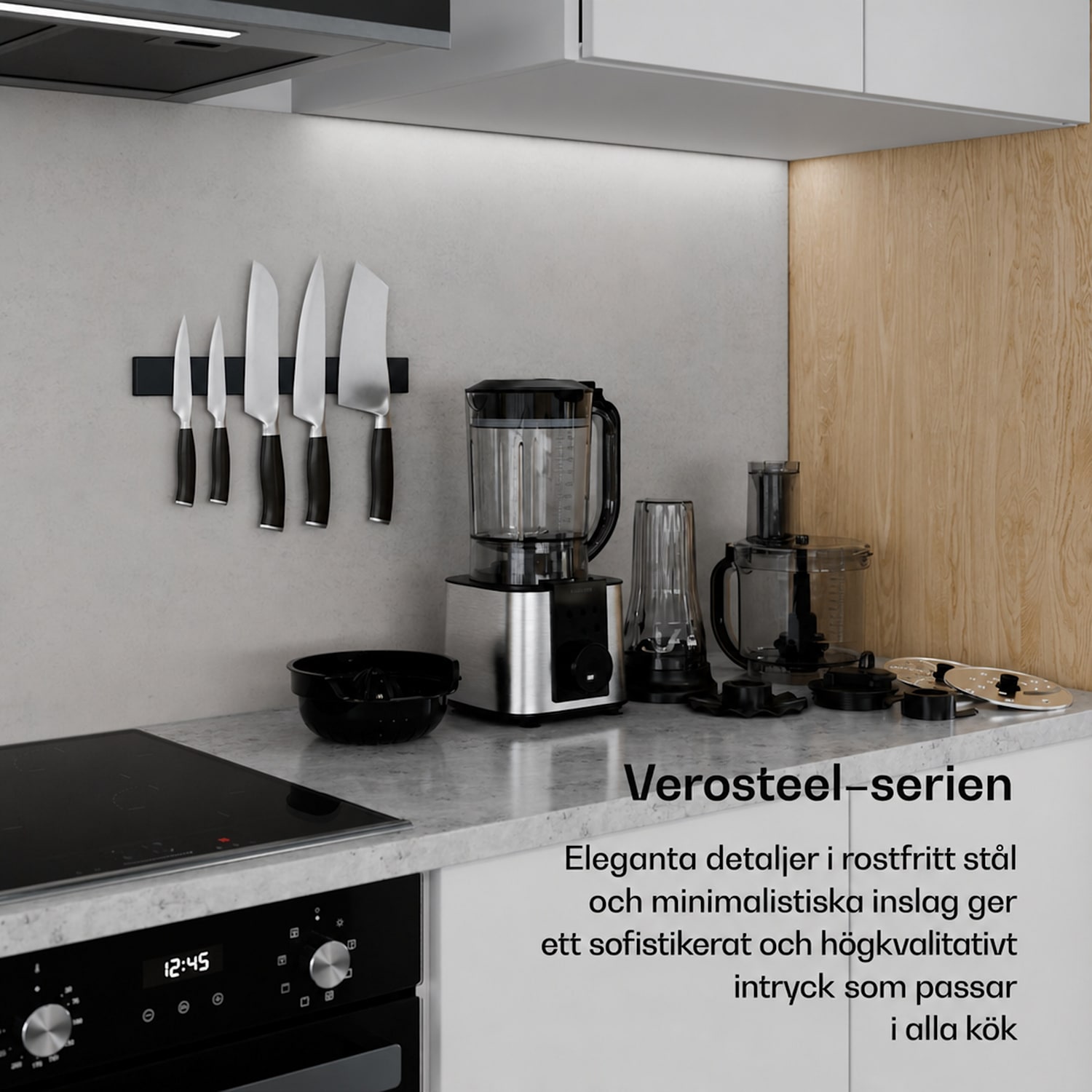 Verosteel köksmaskin med mixer | Knåda, vispa & pressa | 1200 W | 2 L/1,75 L Silver
