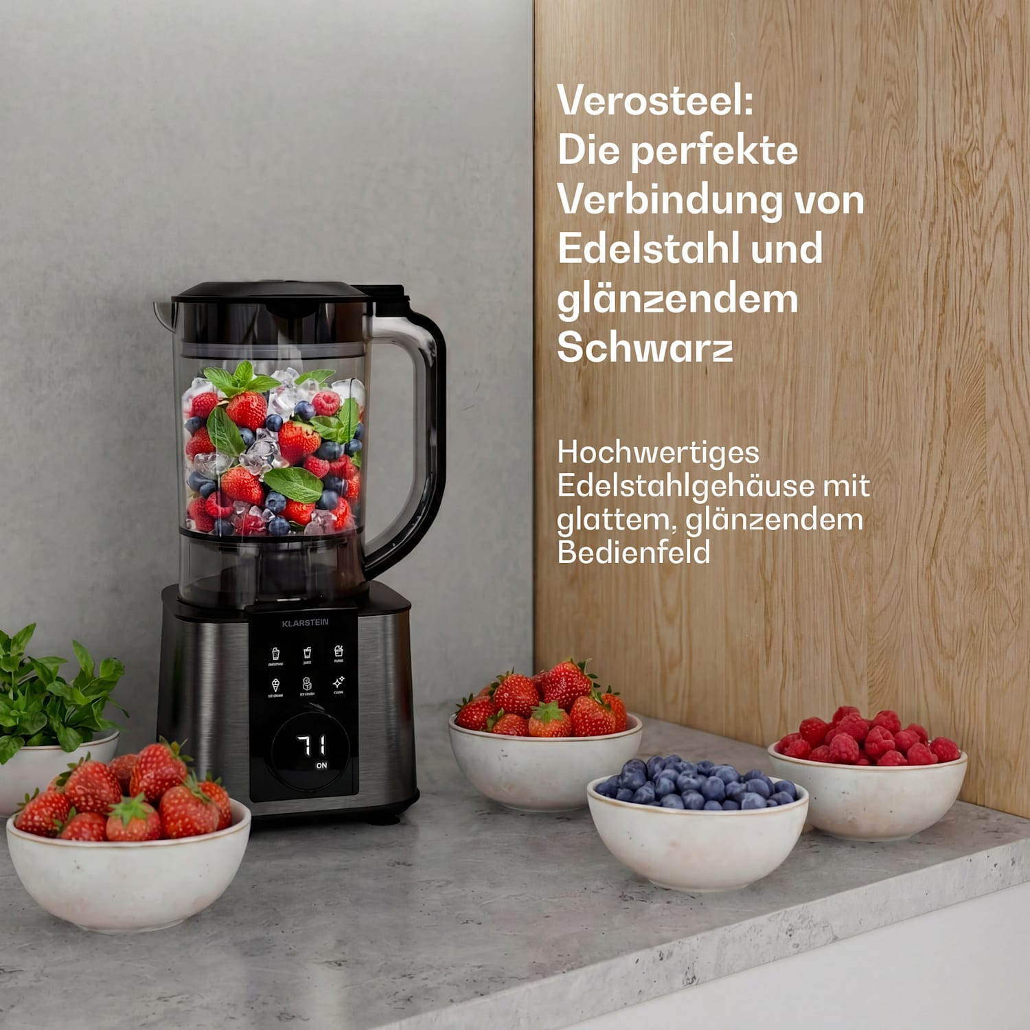 Verosteel - Robot da cucina con frullatore | Impastare, montare & spremere |1200 W | 2 L/1,75 L Nero