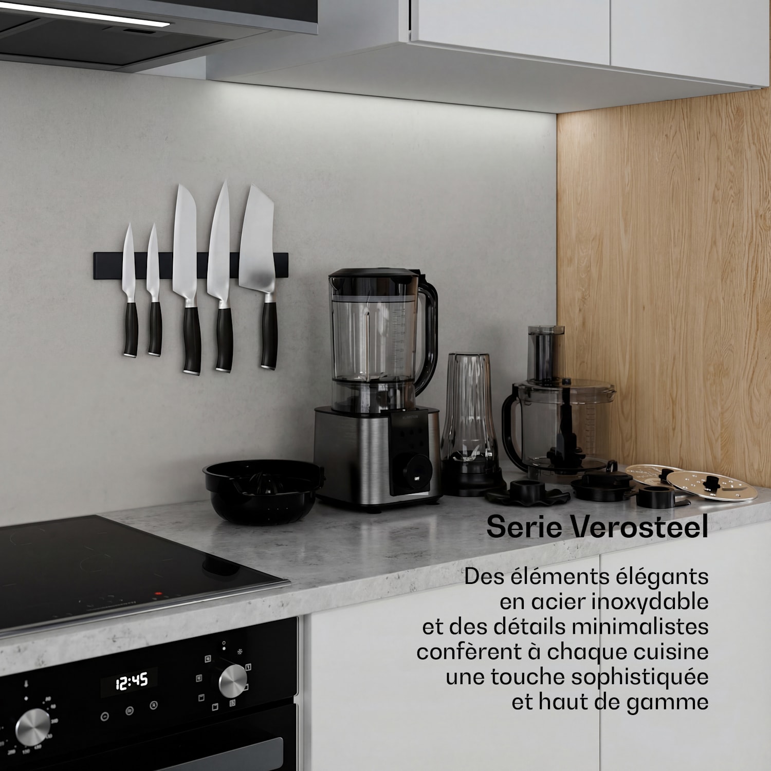 Verosteel Robot culinaire avec batteur | Pétrir, fouetter et extraire le jus | 1200 W | 2 L/1,75 L Noir