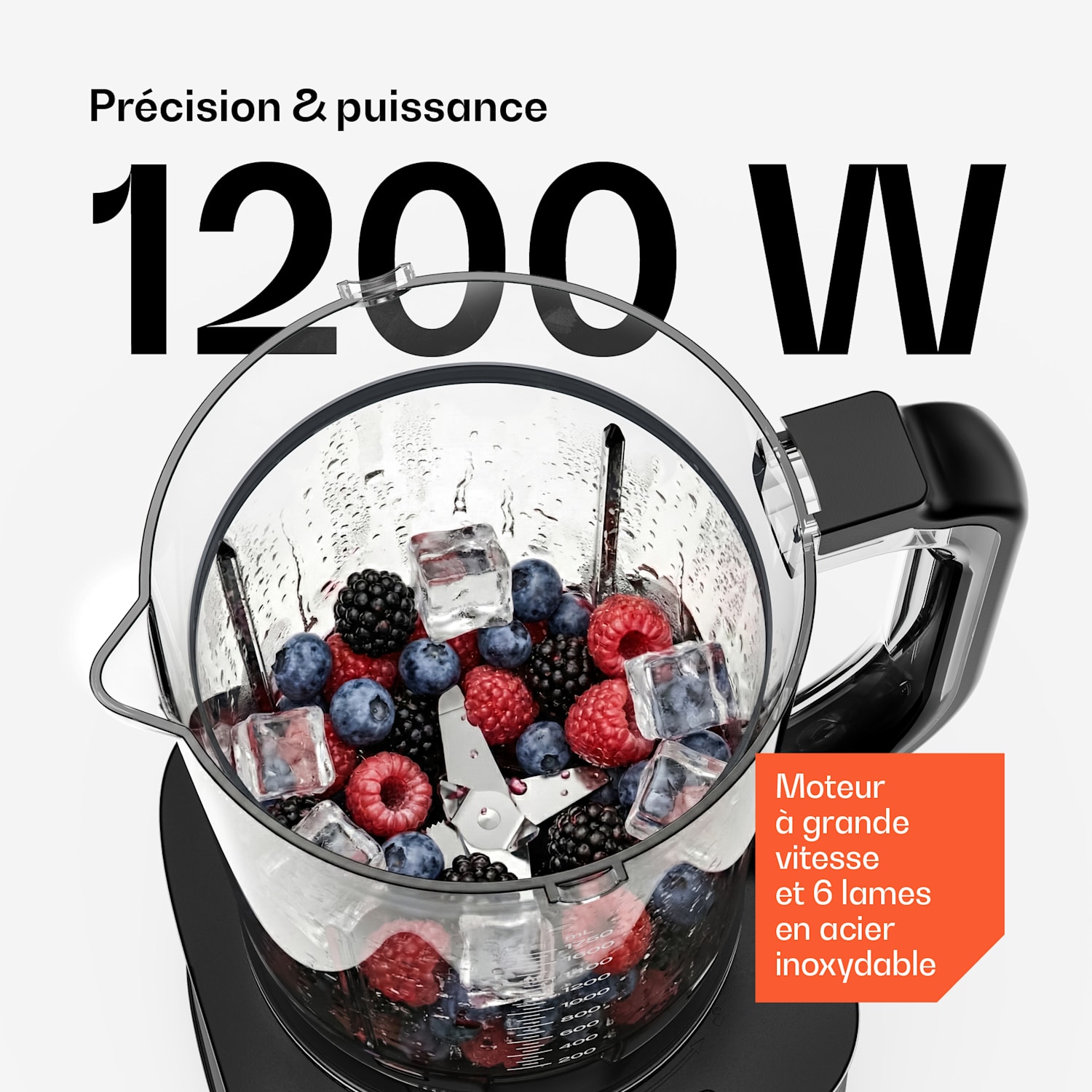 Verosteel Robot culinaire avec batteur | Pétrir, fouetter et extraire le jus | 1200 W | 2 L/1,75 L Noir