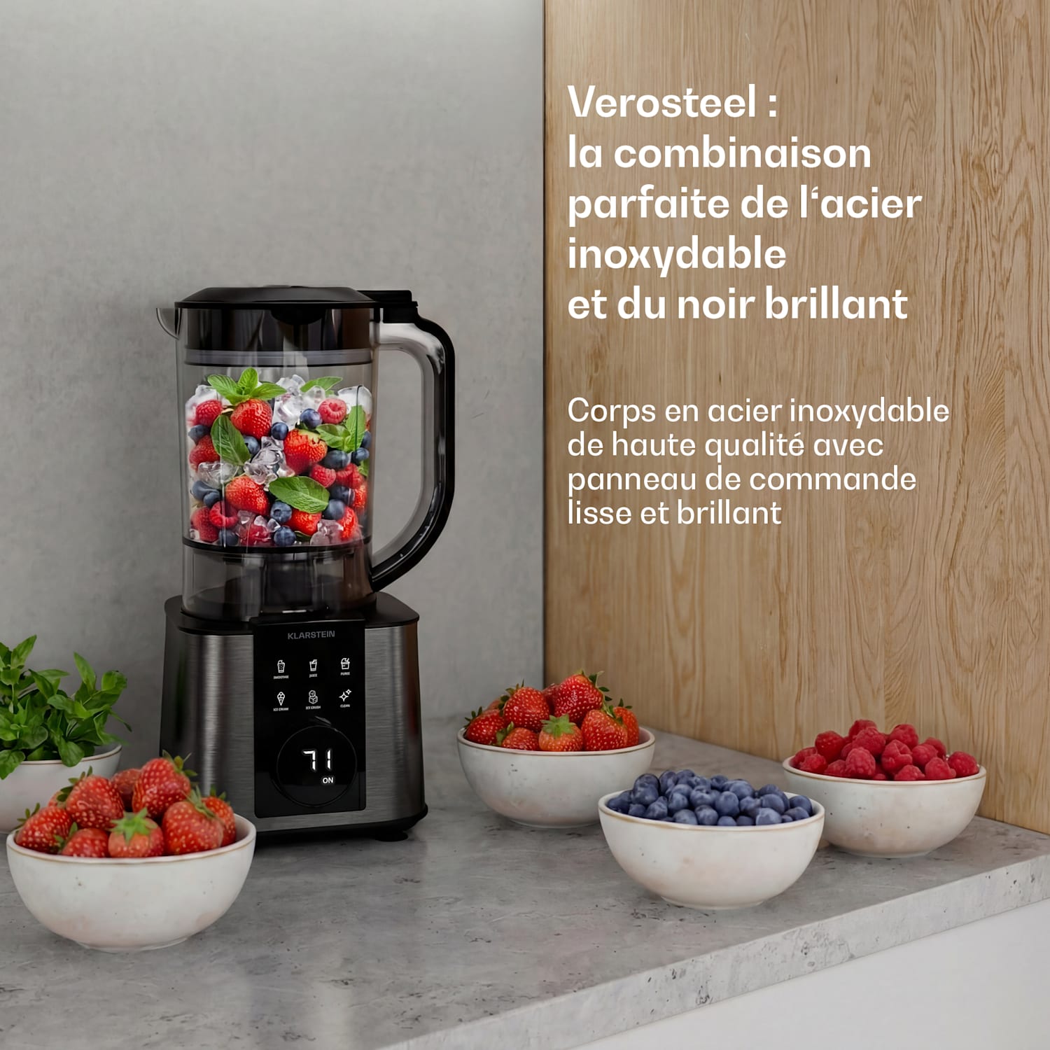 Verosteel Robot culinaire avec batteur | Pétrir, fouetter et extraire le jus | 1200 W | 2 L/1,75 L Noir