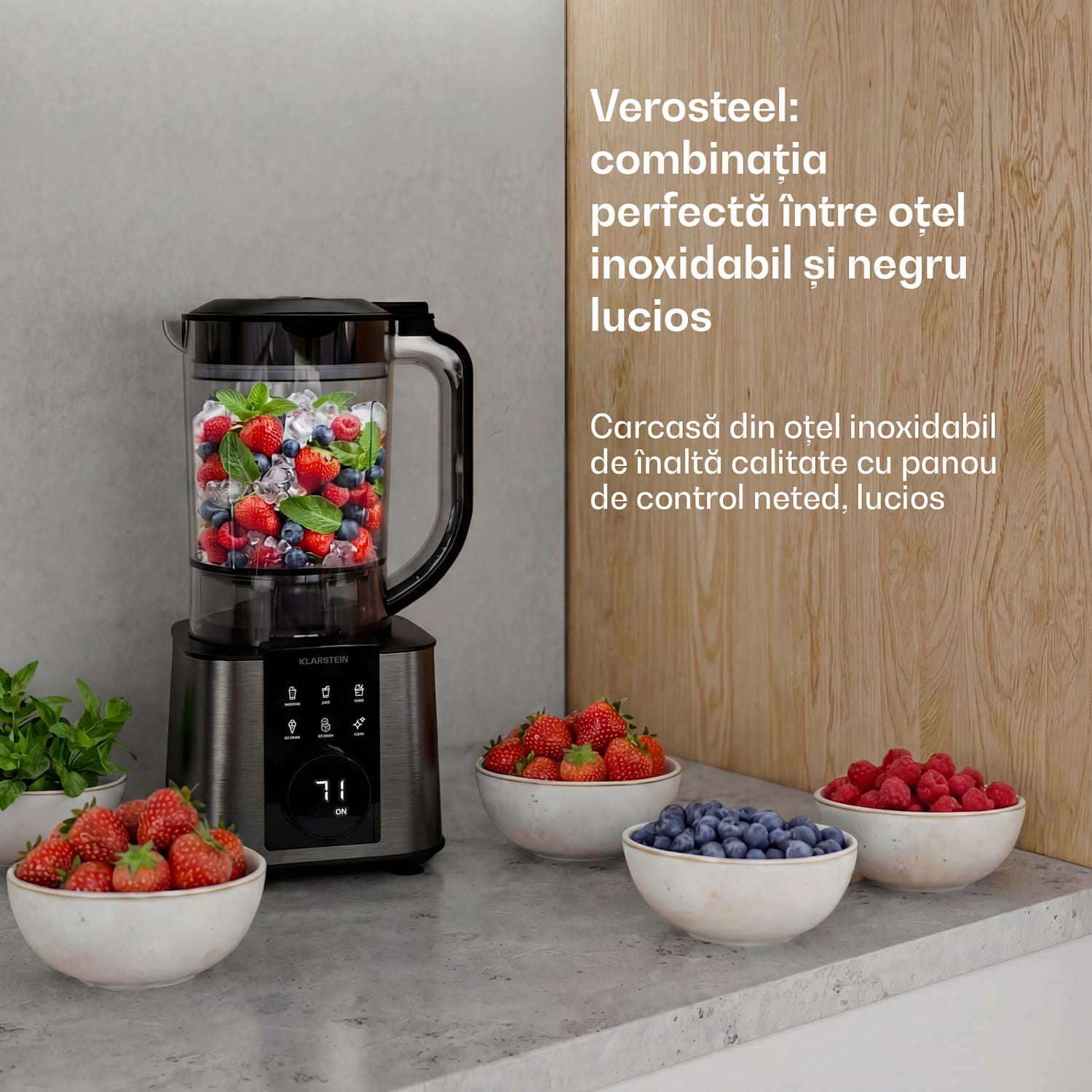 Robot de bucătărie Verosteel cu blender | frământare, batere și stoarcere | 1200 W | 2 l / 1,75 l Negru