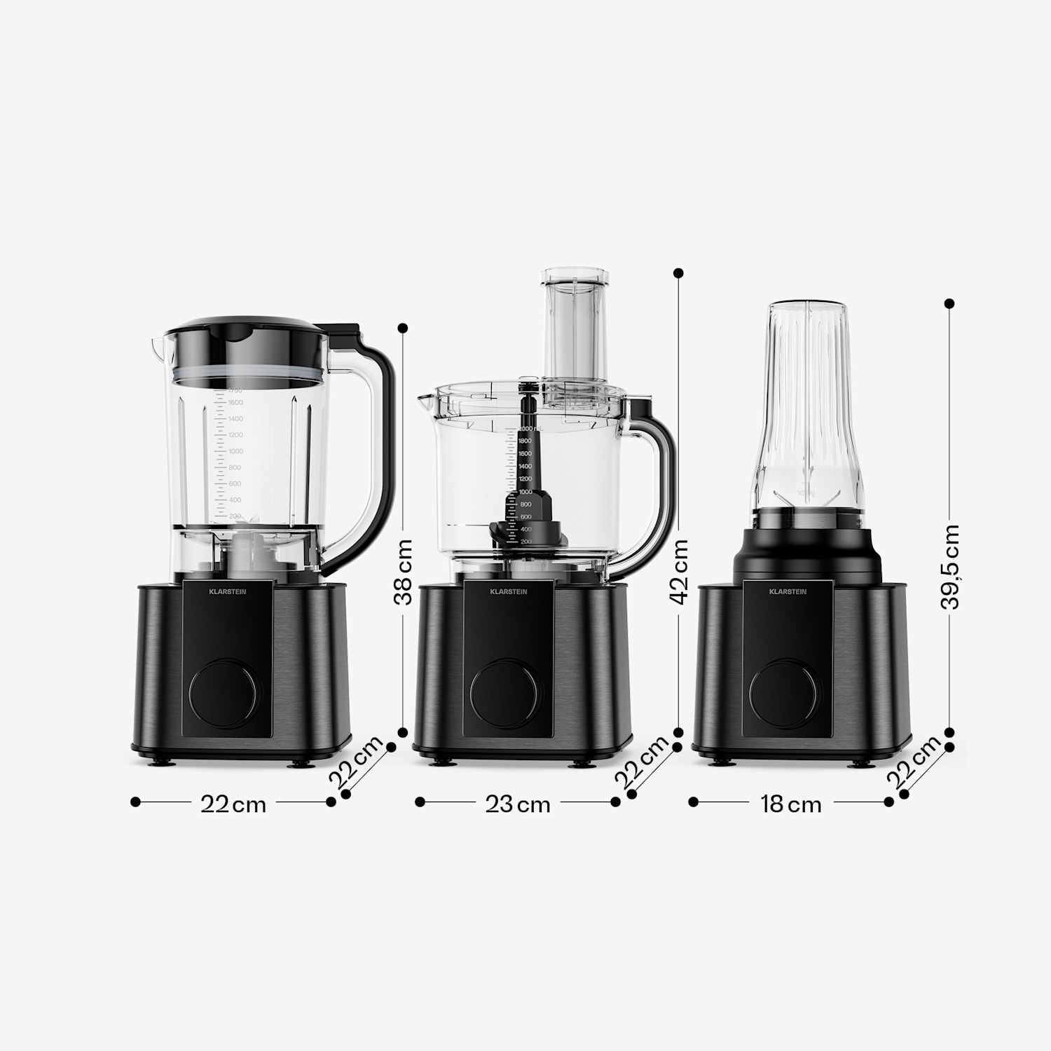 Robot de bucătărie Verosteel cu blender | frământare, batere și stoarcere | 1200 W | 2 l / 1,75 l Negru