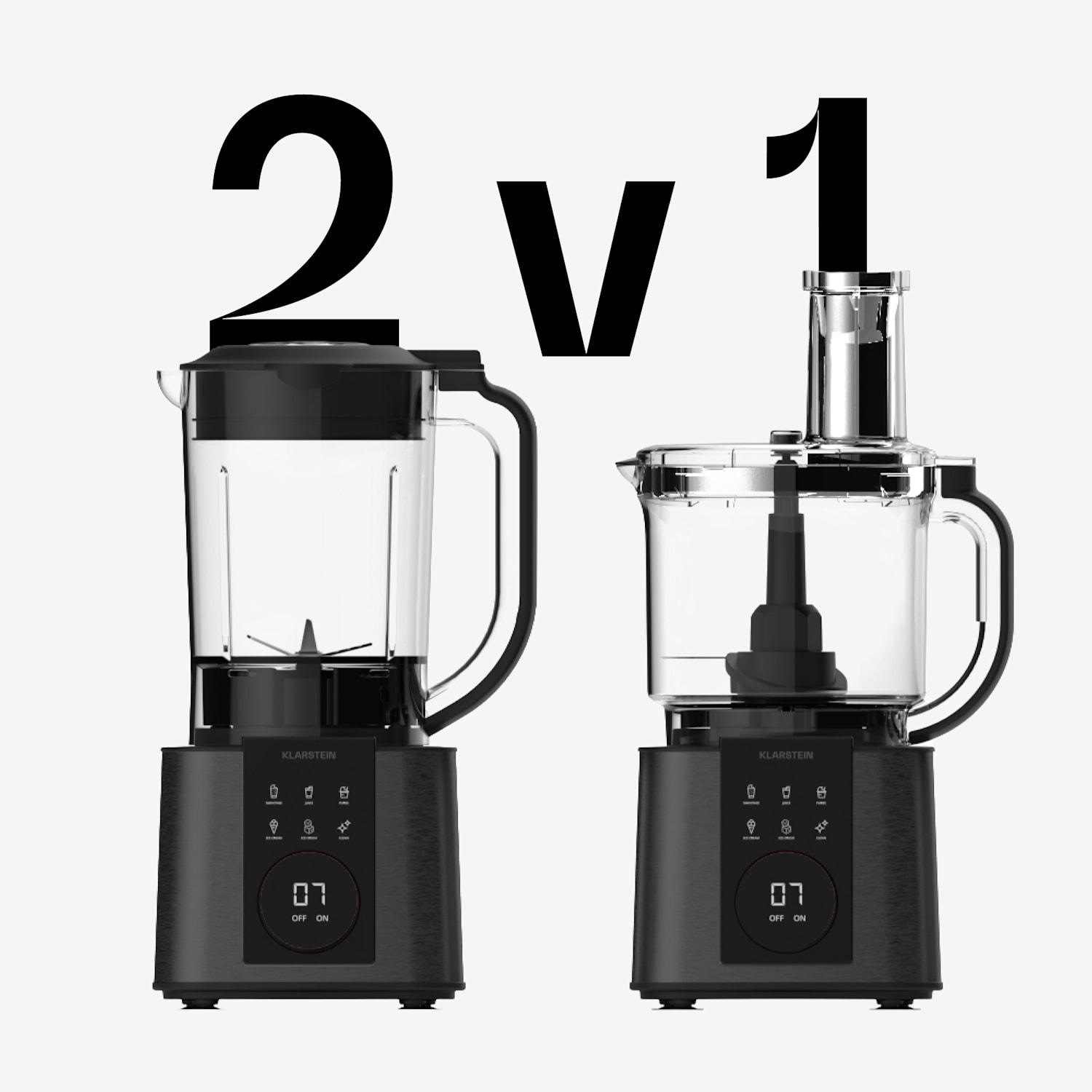 Verosteel kuchynský robot s mixérom | Miesenie, šľahanie a odšťavovanie | 1200 W | 2 L/1,75 L Čierna