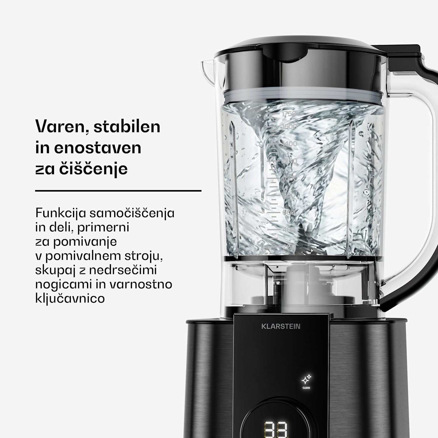 Verosteel kuhinjski robot z mešalnikom | gnetenje, stepanje in stiskanje soka | 1200 W | 2 l / 1,75 l Črna