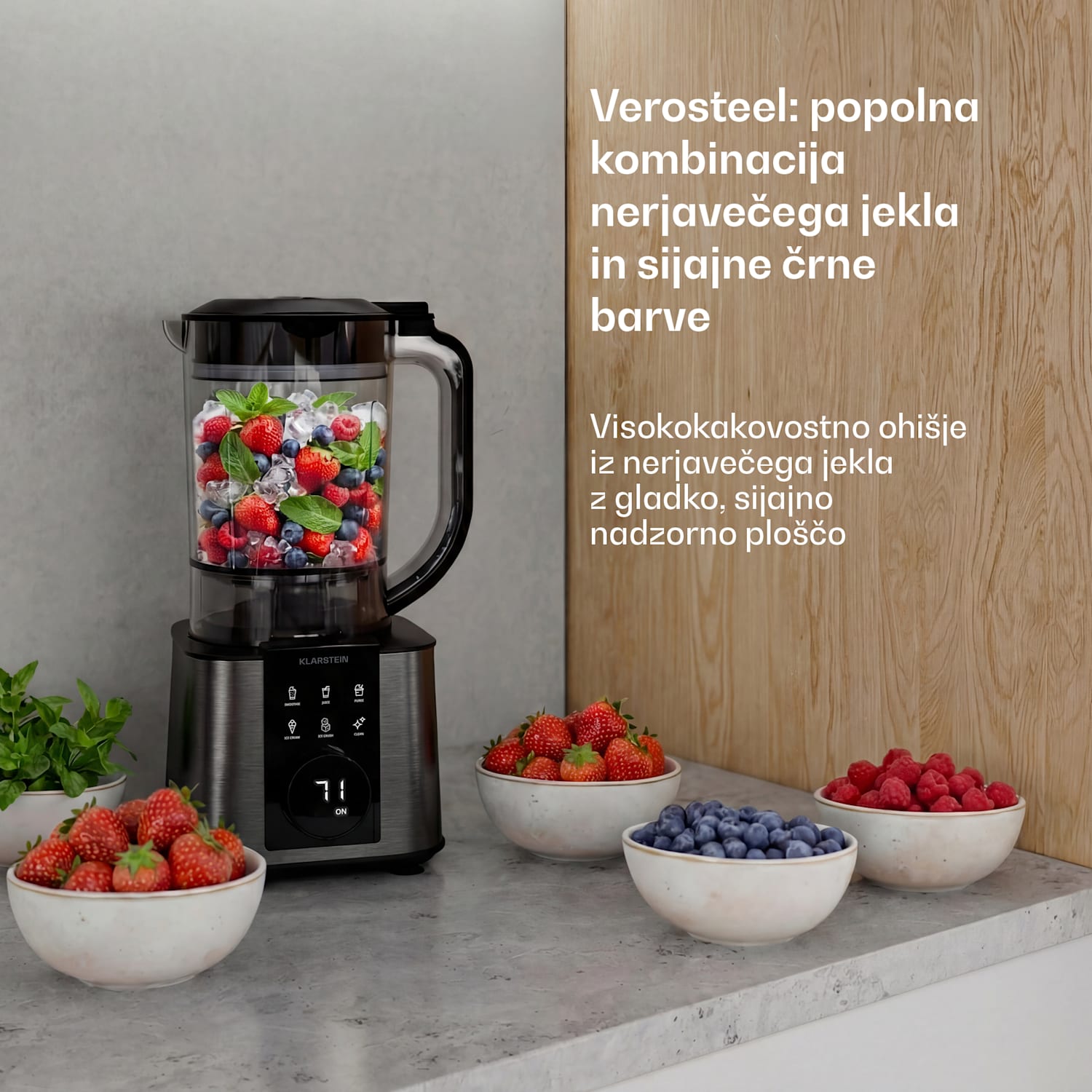 Verosteel kuhinjski robot z mešalnikom | gnetenje, stepanje in stiskanje soka | 1200 W | 2 l / 1,75 l Črna