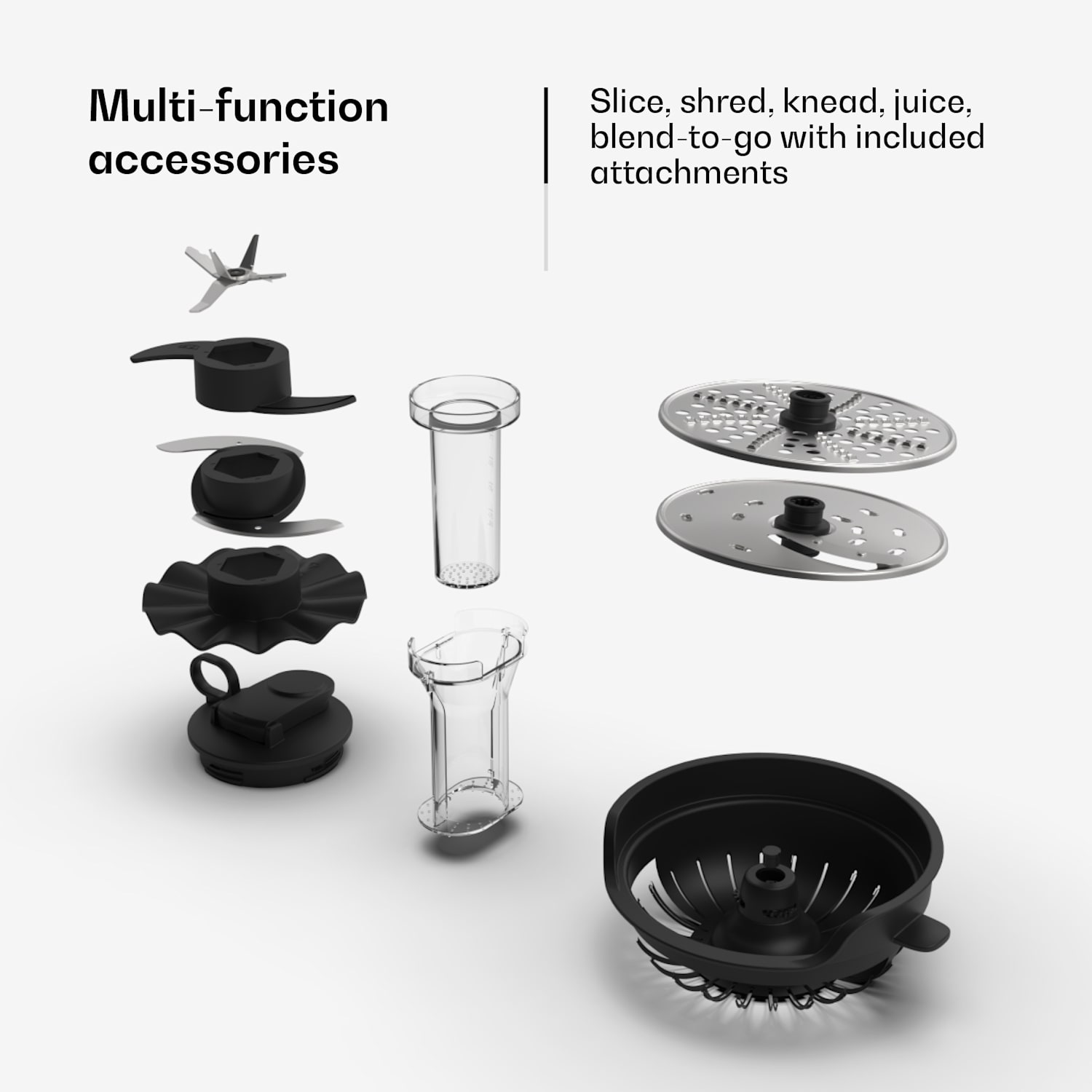 Verosteel robot de cocina con batidora | Amasar, batir y exprimir | 1200 W | 2 L/1,75 L Negro