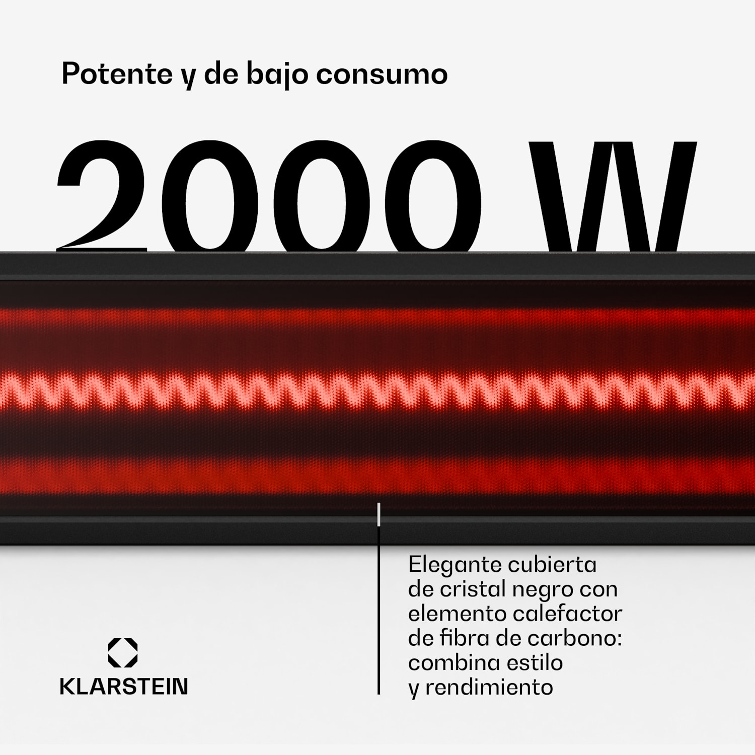 Phantom calefacción infrarroja de pared | 2000 W | 15 m² | Potente y estrecha | 84 cm x 10 cm 2000 W | Sí
