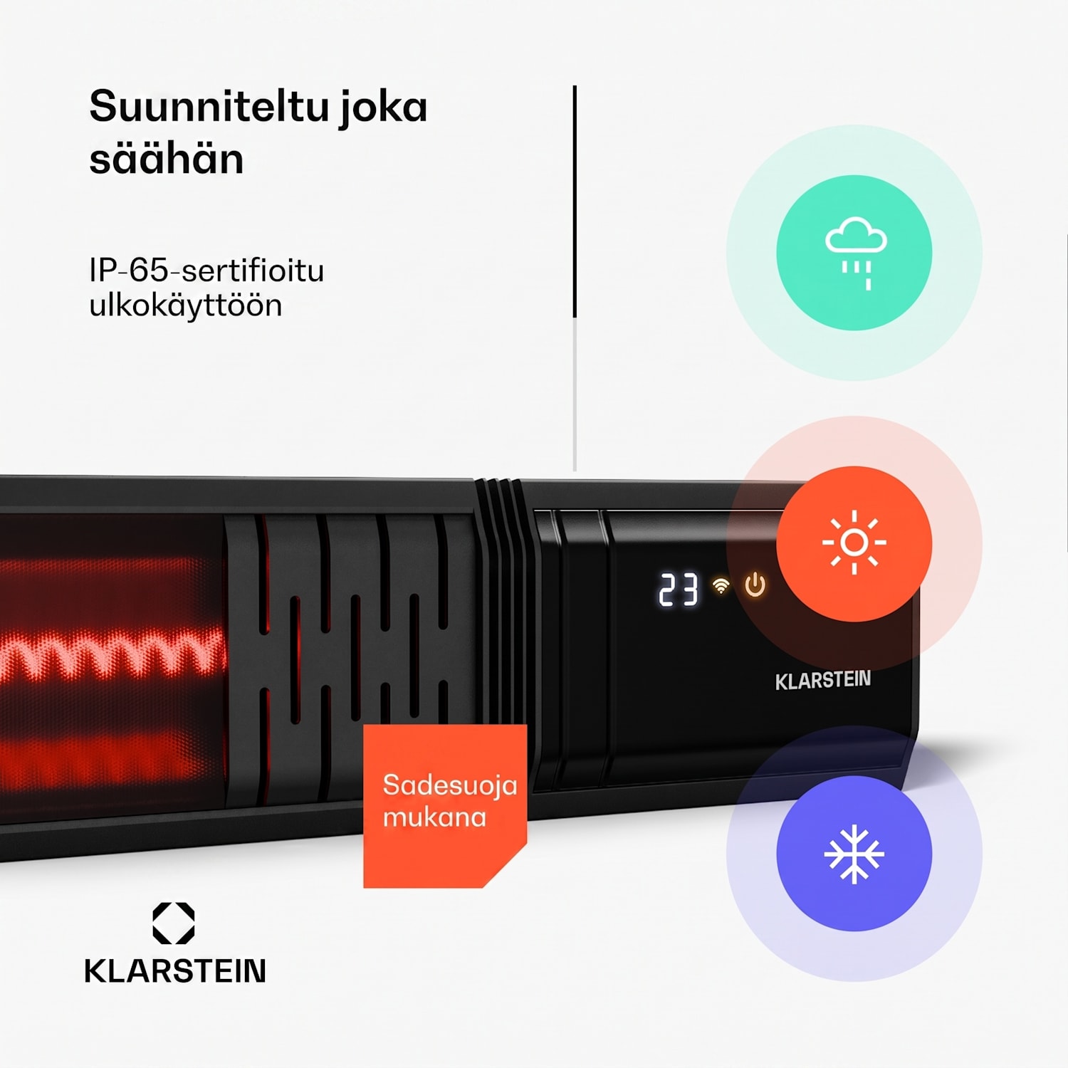 Phantom infrapunalämmitin seinälle | 2000 W | 15 m² | Tehokas & kapea | 84 cm x 10 cm 2000 W | Kyllä