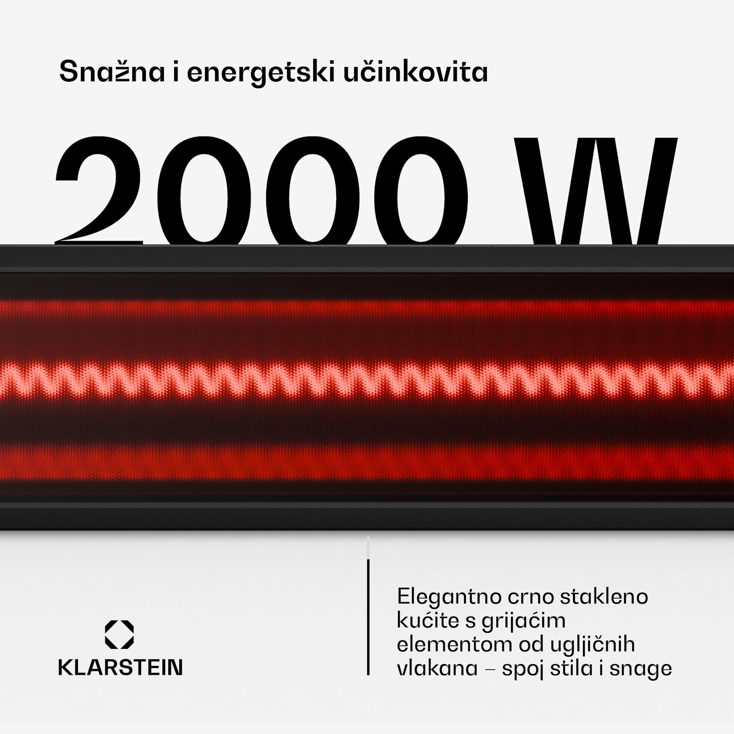 Phantom infracrvena zidna grijalica | 2000 W | 15 m² | Snažna i tanka | 84 cm x 10 cm 2000 W | Da