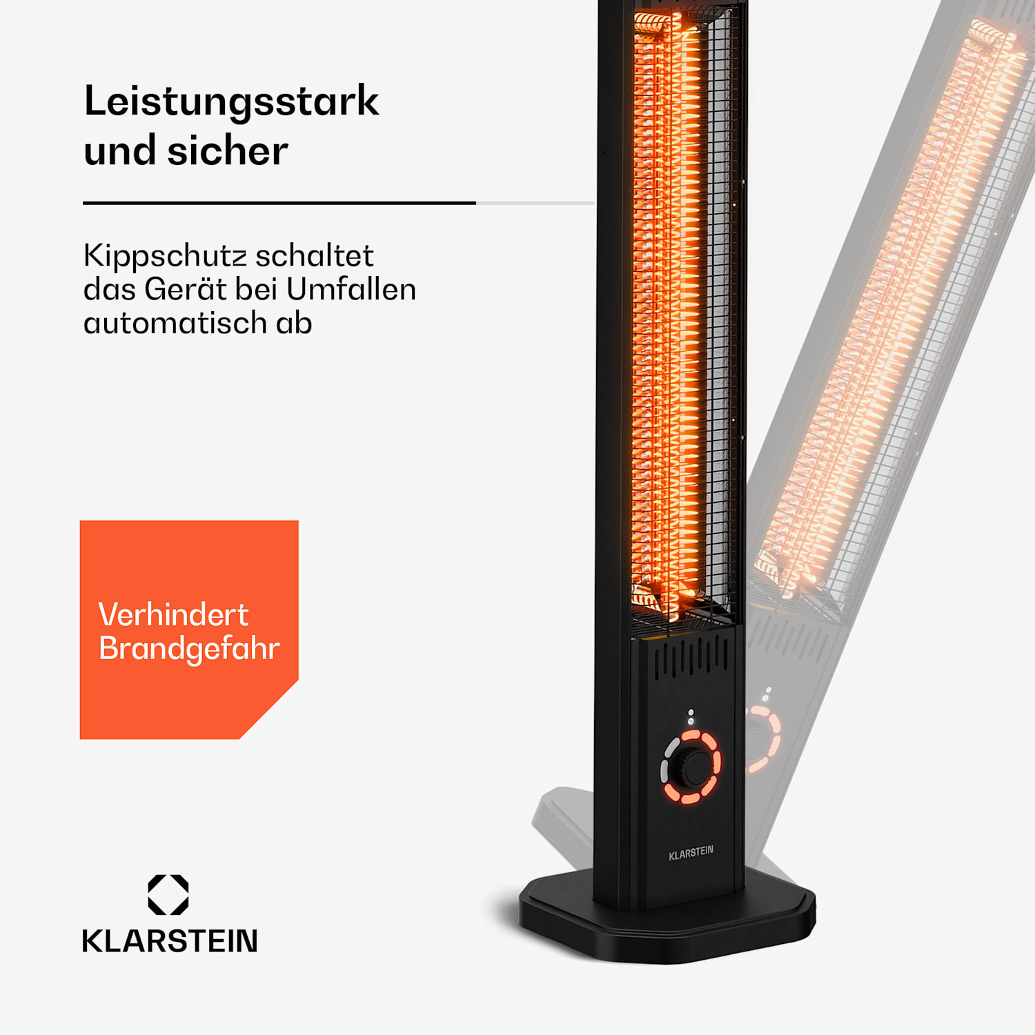 DualisHeat radiateur infrarouge sur pied | 2000 W | 15 m² | Flexible | 105 cm x 25 cm 2000 W