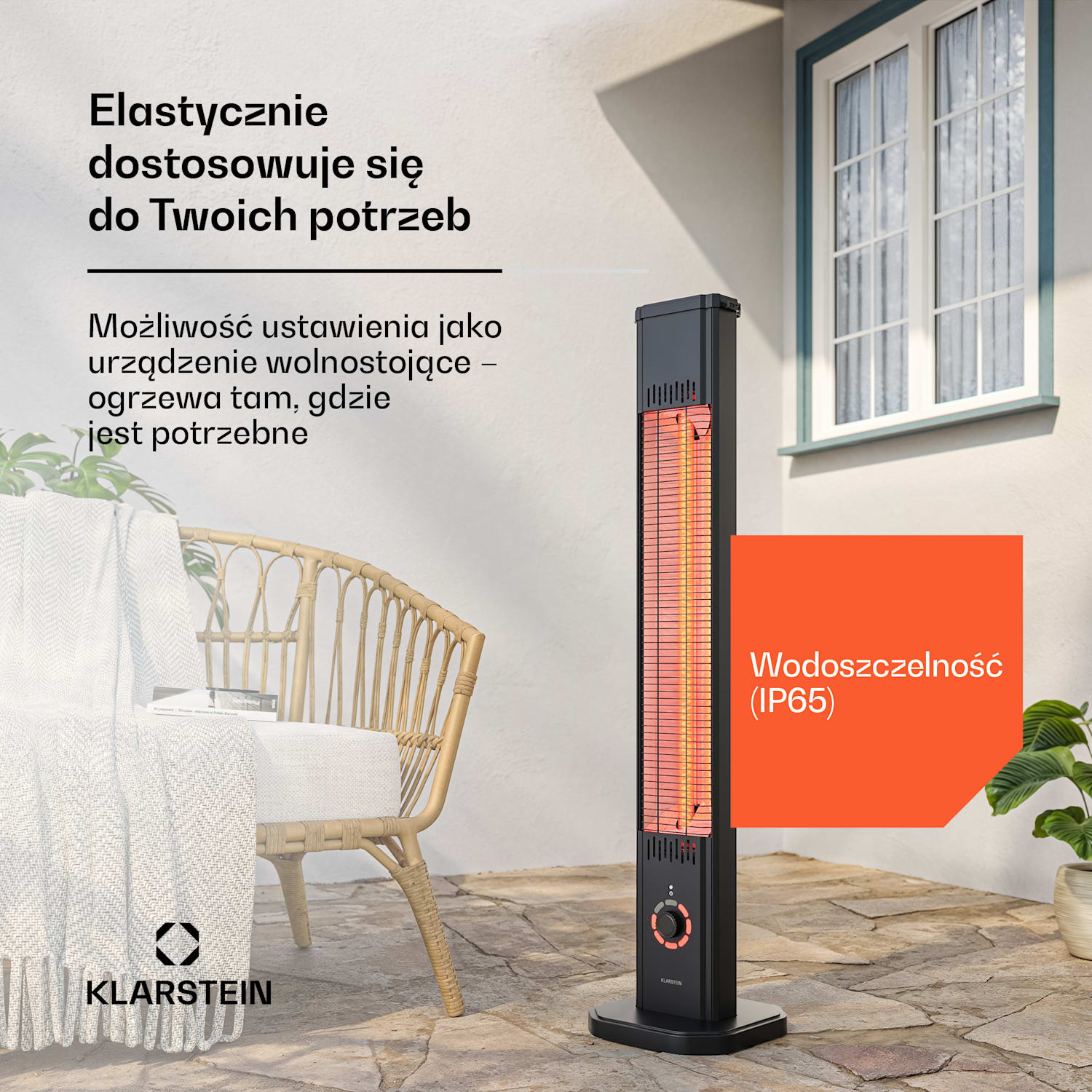 DualisHeat Stojący promiennik podczerwieni | 2000 W | 15 m² | Elastyczny | 105 cm x 25 cm 2000 W