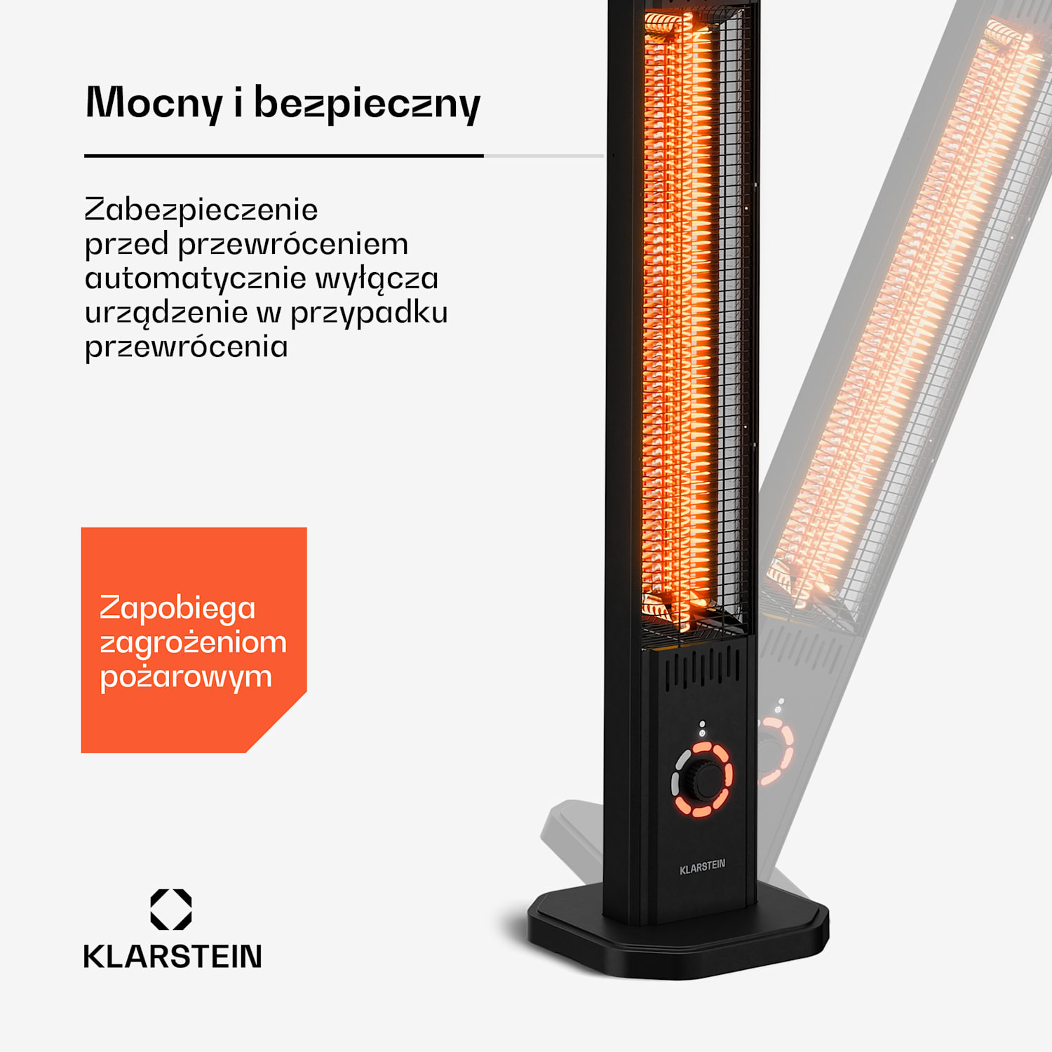 DualisHeat Stojący promiennik podczerwieni | 2000 W | 15 m² | Elastyczny | 105 cm x 25 cm 2000 W