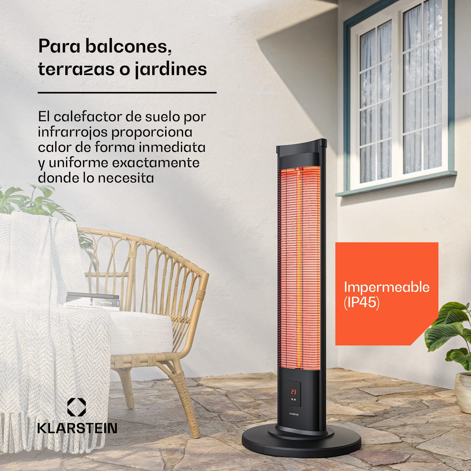 BlazeTower calefactor infrarrojo independiente | 2000 W | 15 m² | Potente | 101 cm x 40 cm 2000 W