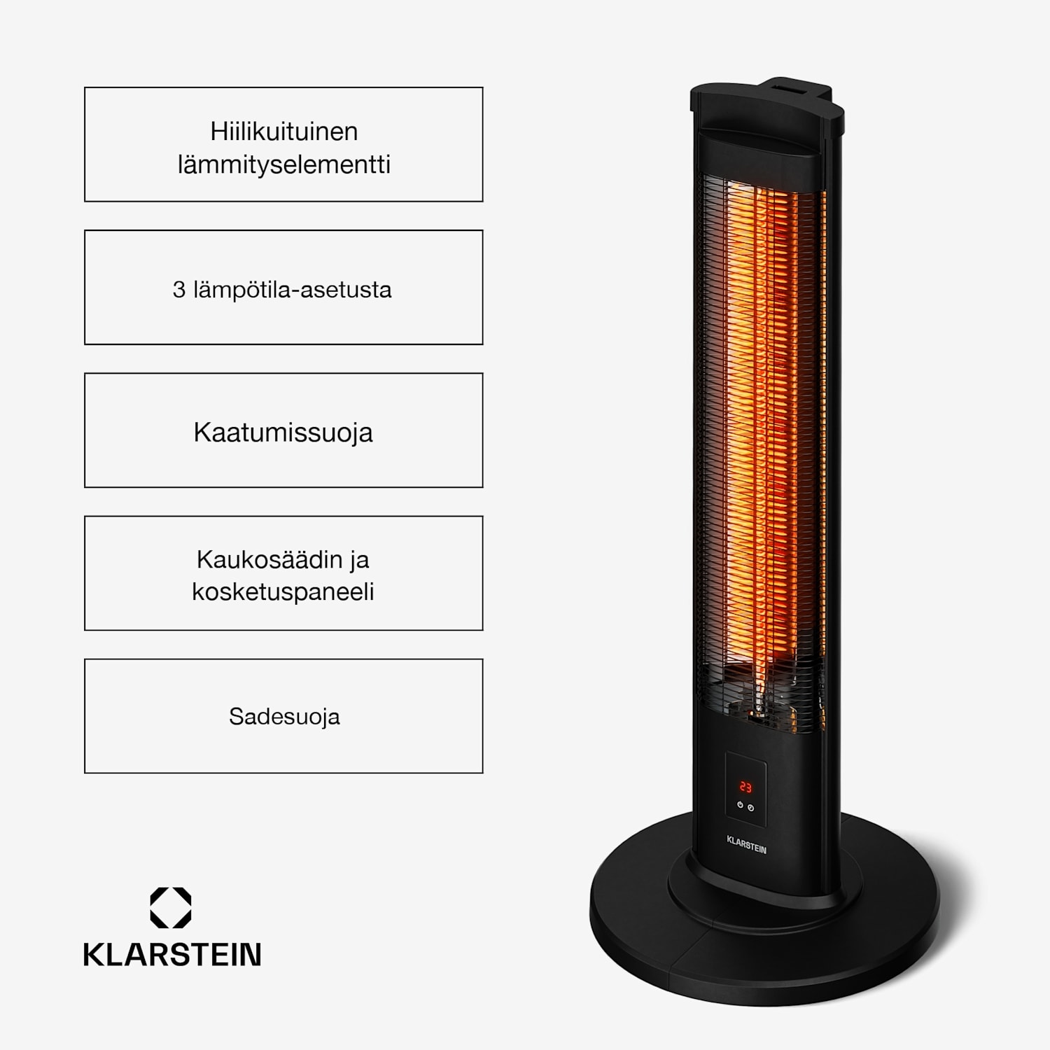BlazeTower infrapunalämmitin seisomamalli | 2000 W | 15 m² | Tehokas | 101 cm x 40 cm 