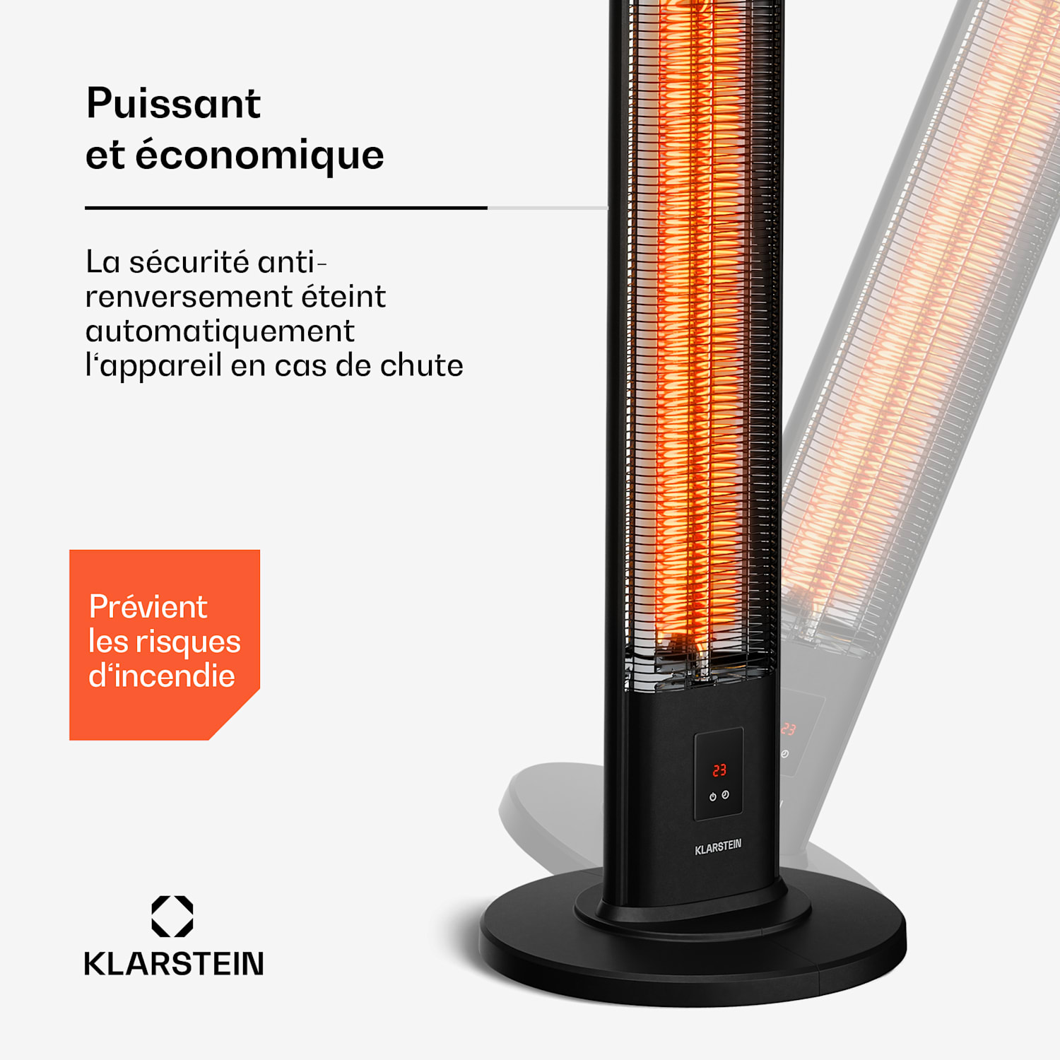 BlazeTower infraroodverwarming staand apparaat | 2000 W | 15 m² | Krachtig | 101 cm x 40 cm 2000 W