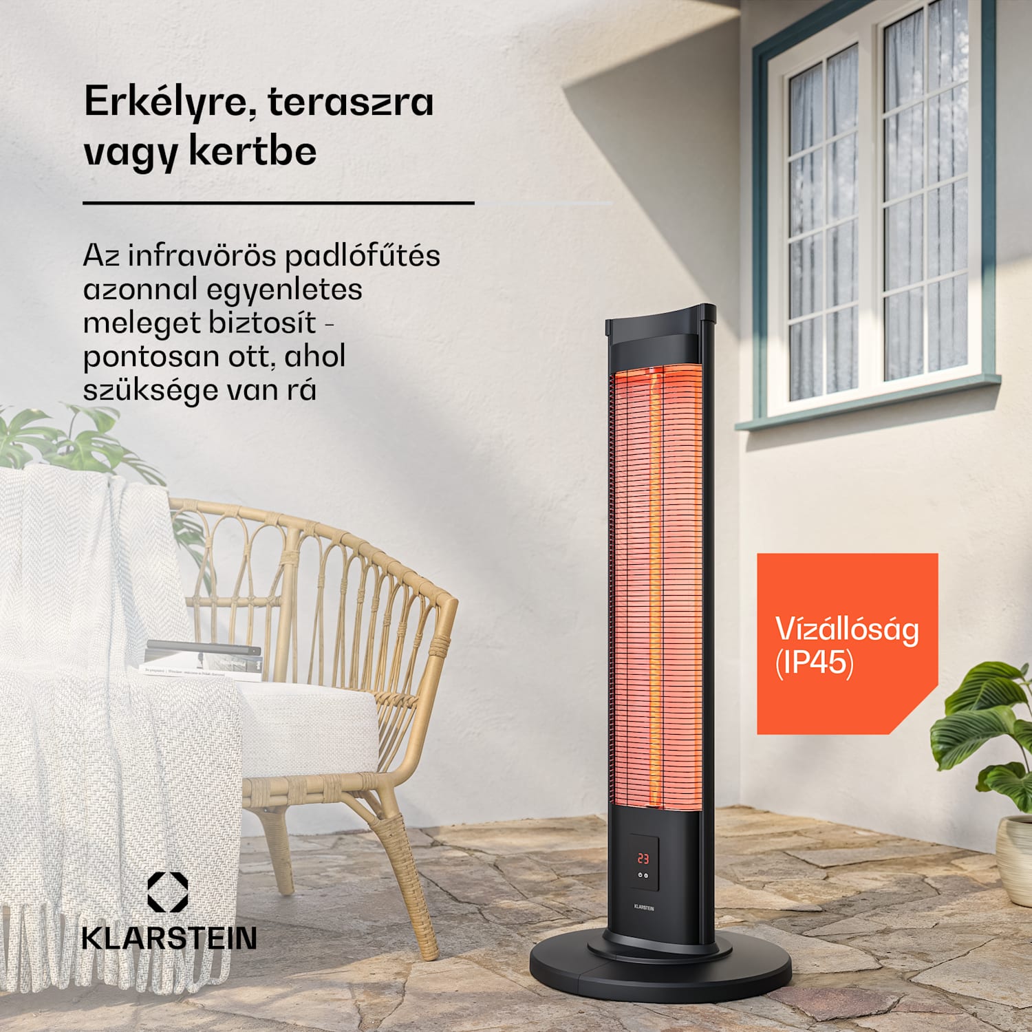 BlazeTower infravörös fűtőtest | 2000 W | 15 m² | Erős | 101 cm x 40 cm 2000 W