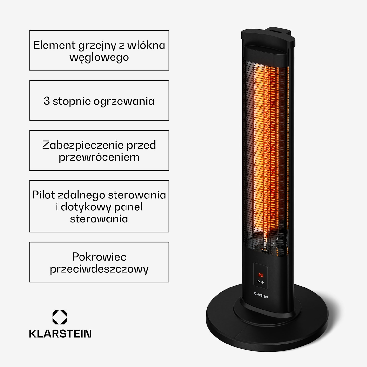 BlazeTower Stojący promiennik podczerwieni BlazeTower | 2000 W | 15 m² | Wydajny | 101 cm x 40 cm 2000 W
