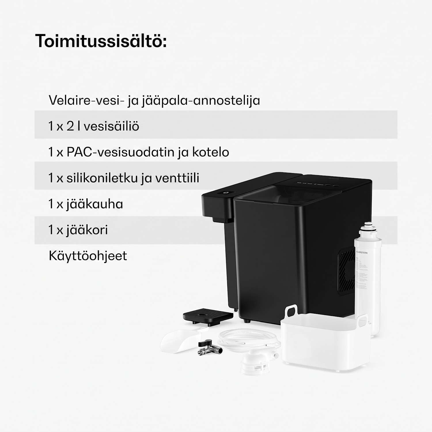 Velaire vesija jääpalakone | 3600 l | PAC-suodatin | 160 W | kosketuspaneeli 