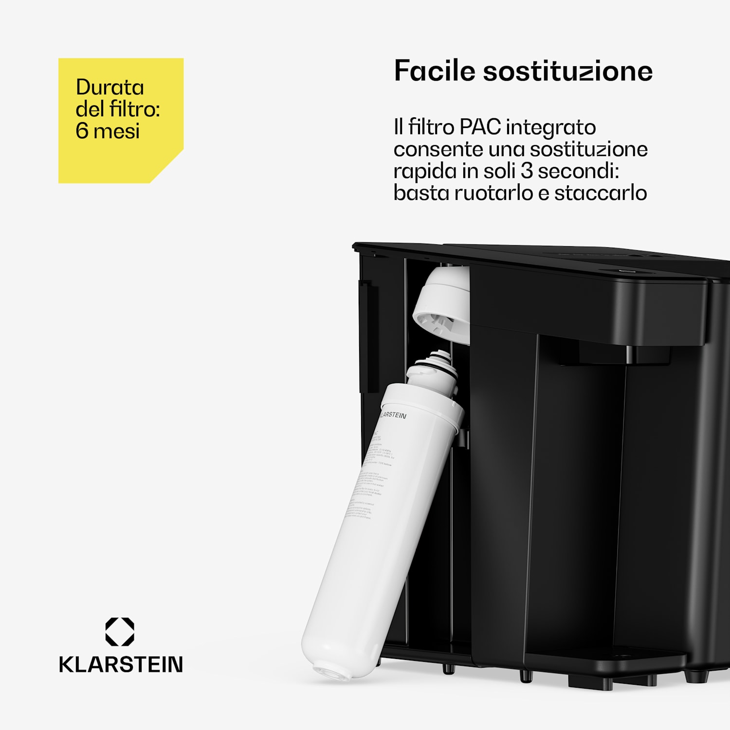 Velaire - Filtro PAC | 3600 litri | Intervallo di sostituzione: ogni 6 mesi | Alloggiamento in plastica 