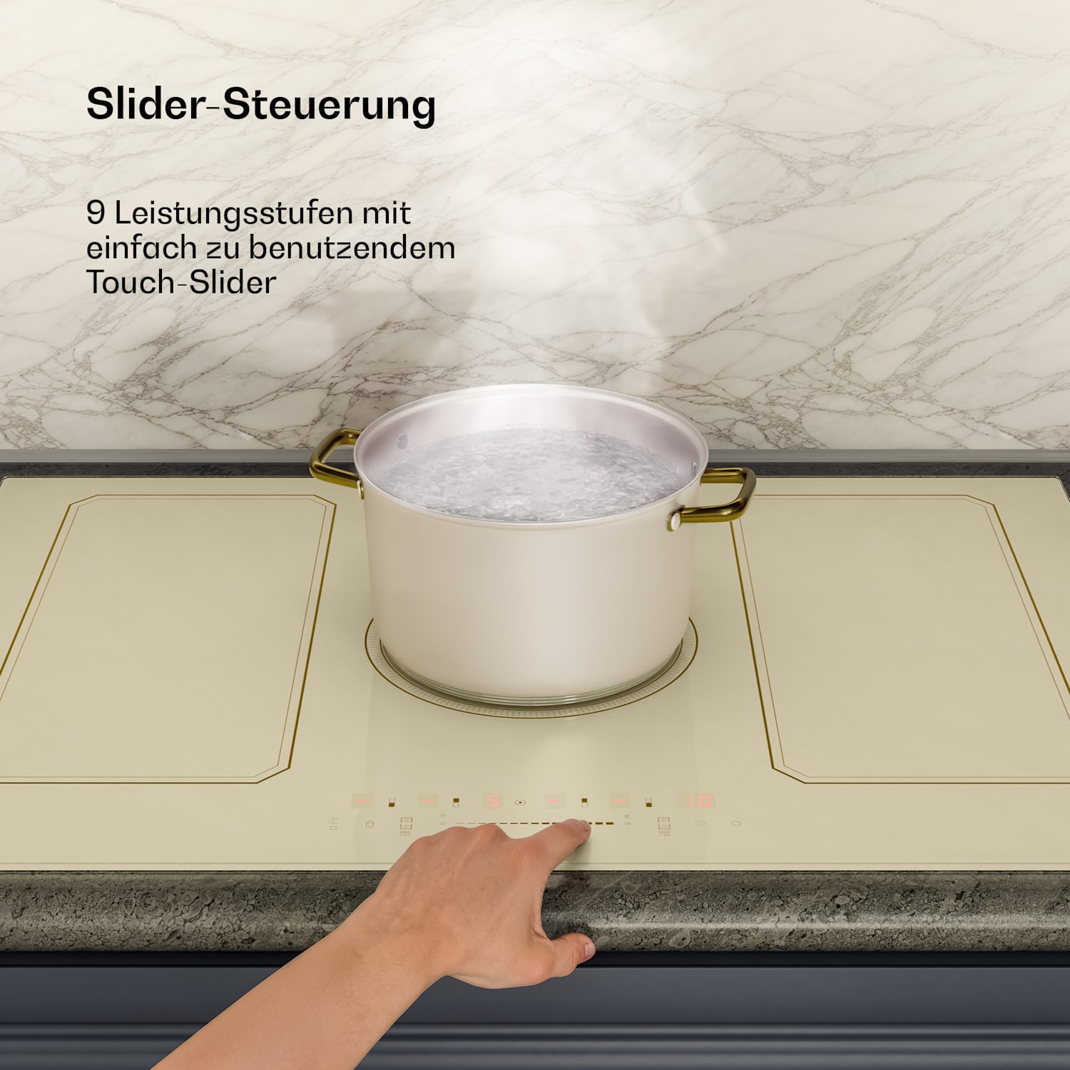 Piano cottura a induzione Victoria | 5 zone cottura | Estetica retrò | 11500 W | 77 cm 