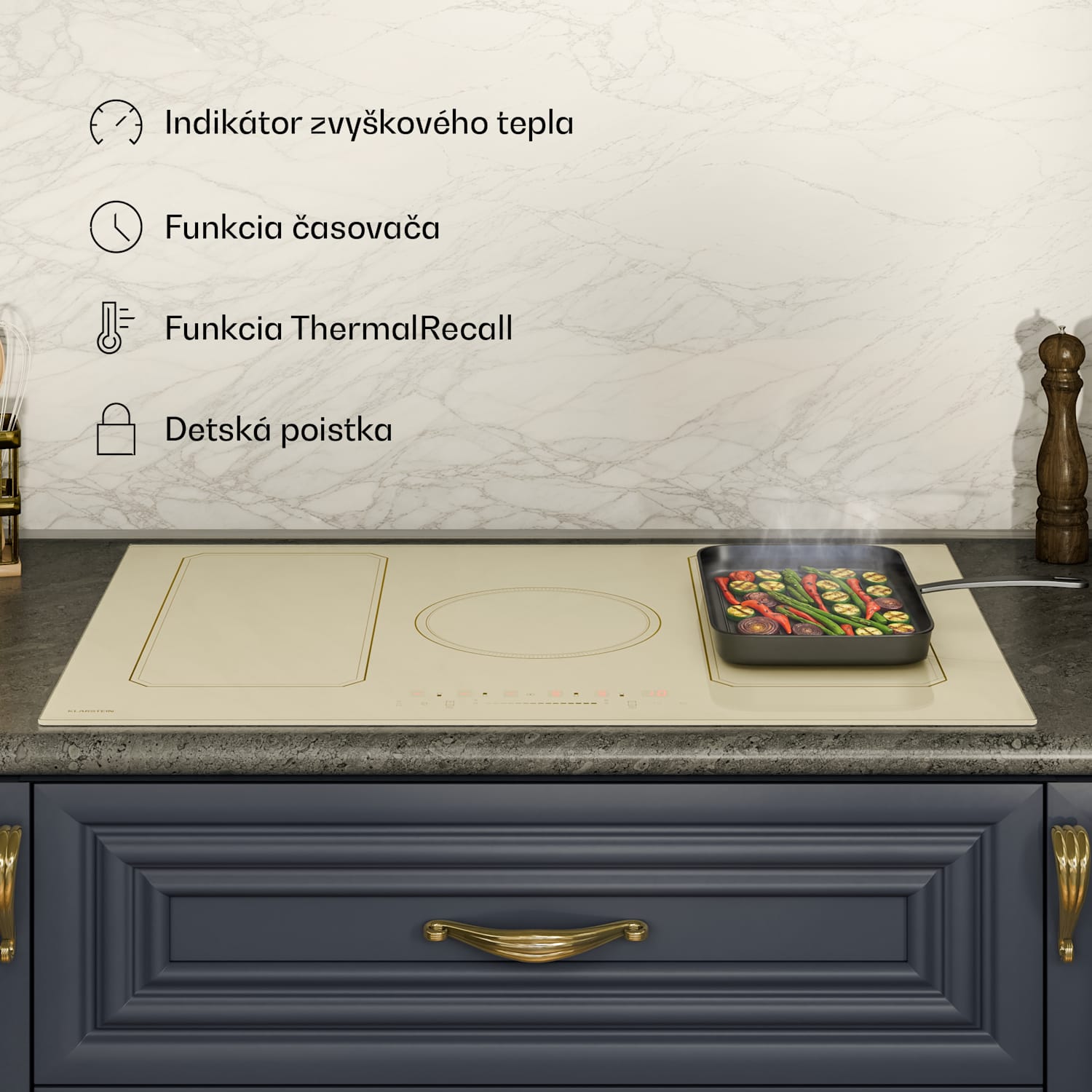 Victoria indukčná varná doska | 5 varných zón | retro estetika | 11500 W | 77 cm 