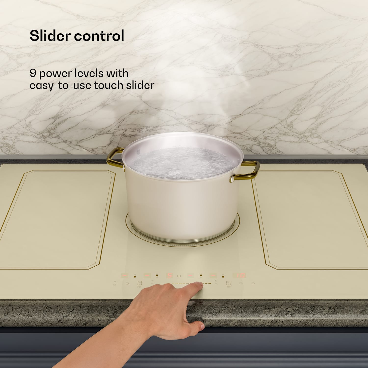 Placa de indução Victoria | 5 discos | design retro | 11500 W | 77 cm 