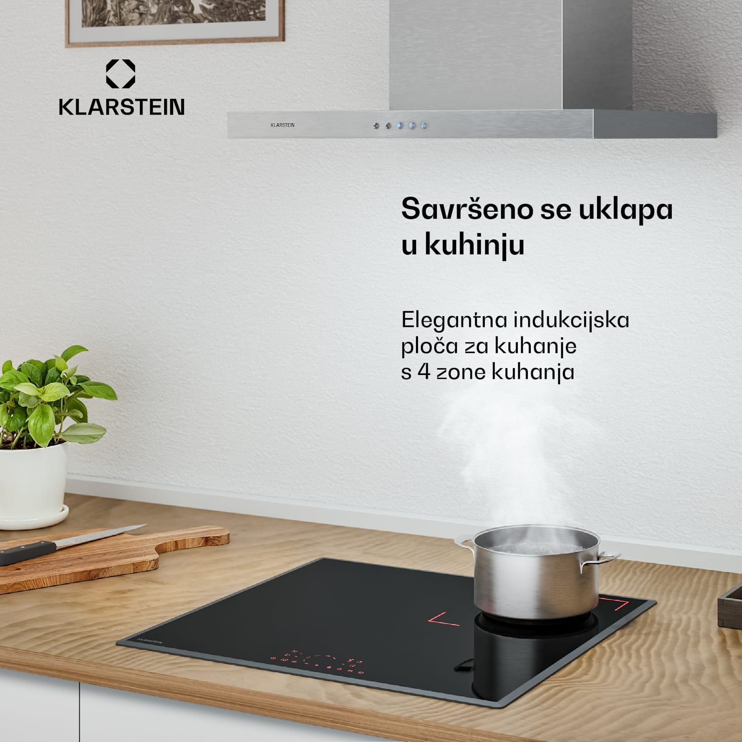 Indukcijska ploča za kuhanje RedFlame | Moderna, elegantna i snažna | 4 zone za kuhanje | 7000 W | 60 cm 