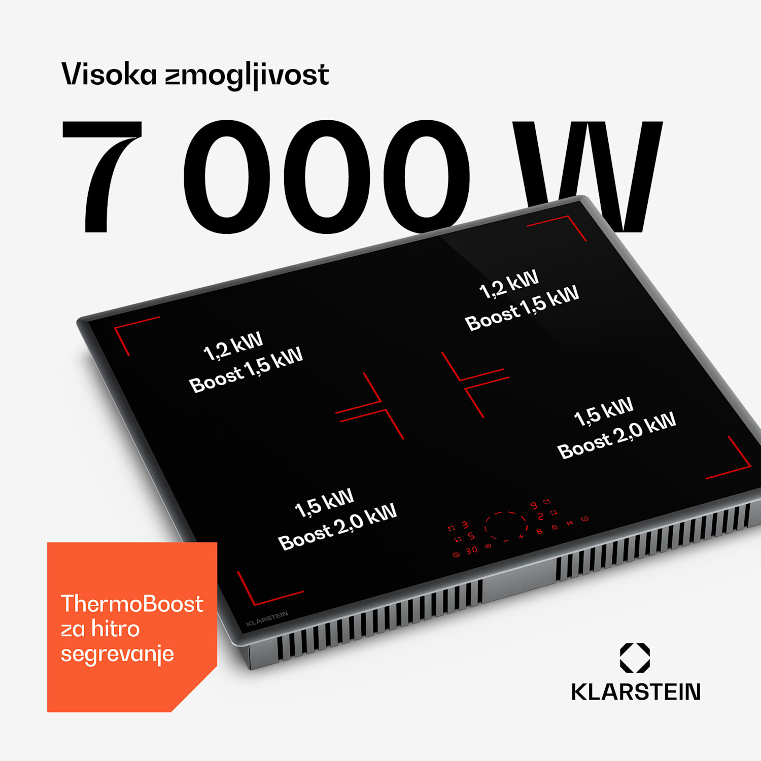 RedFlame indukcijska kuhalna plošča | Moderna, elegantna in zmogljiva | 4 kuhalne cone | 7000 W | 60 cm 