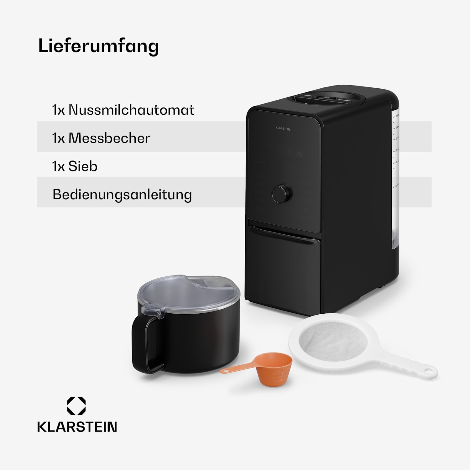 Marcia Touch Nussmilchautomat 1,2 Liter 6 Edelstahlklingen 1200 W 10 + 2 Programme 