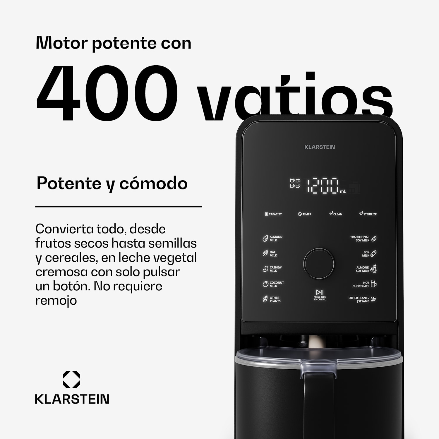 Marcia Touch máquina de leche de nuez 1,2 litros 6 cuchillas de acero inoxidable 1200 W 10 + 2 programas 