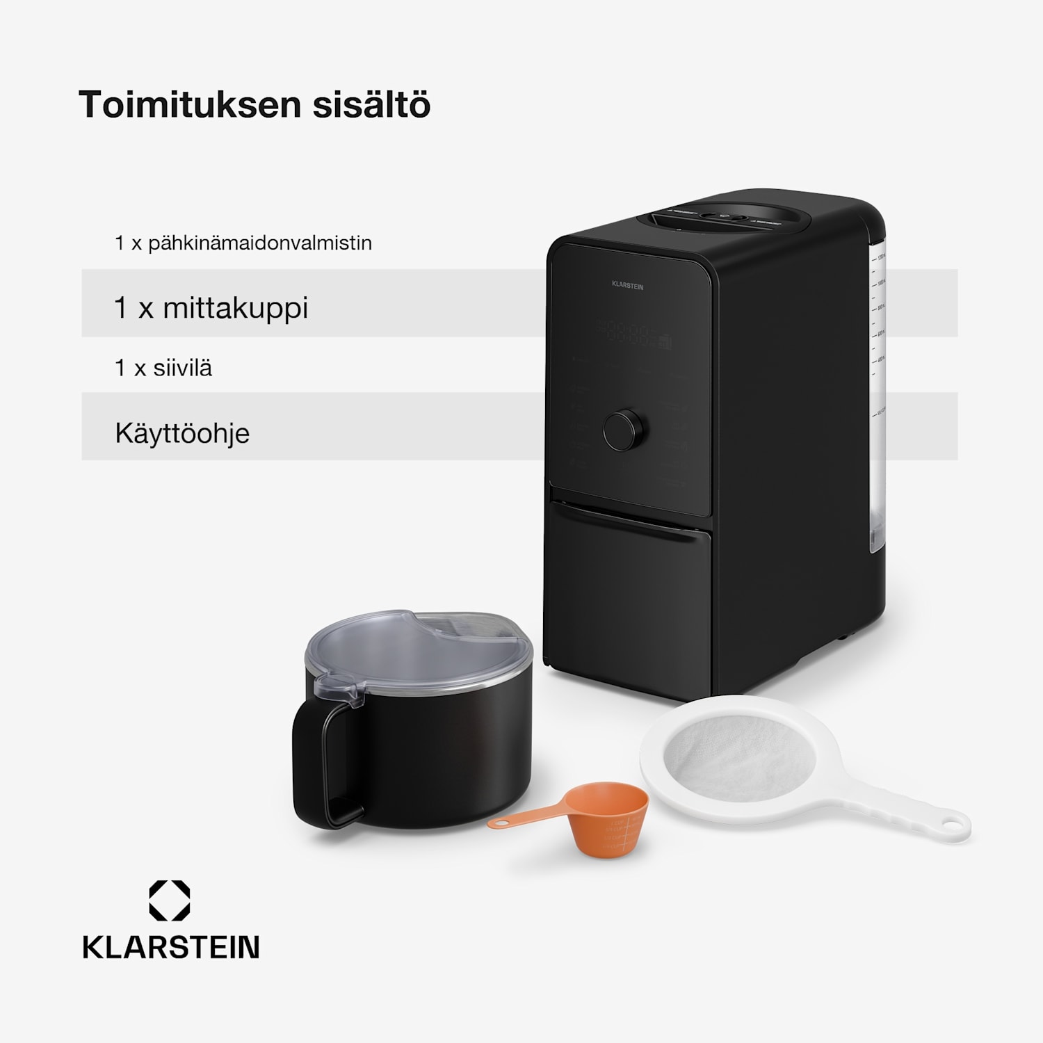 Marcia Touch pähkinämaitokone 1,2 litraa 6 ruostumattomasta teräksestä valmistettua terää 1200 W 10 + 2 ohjelmaa Musta