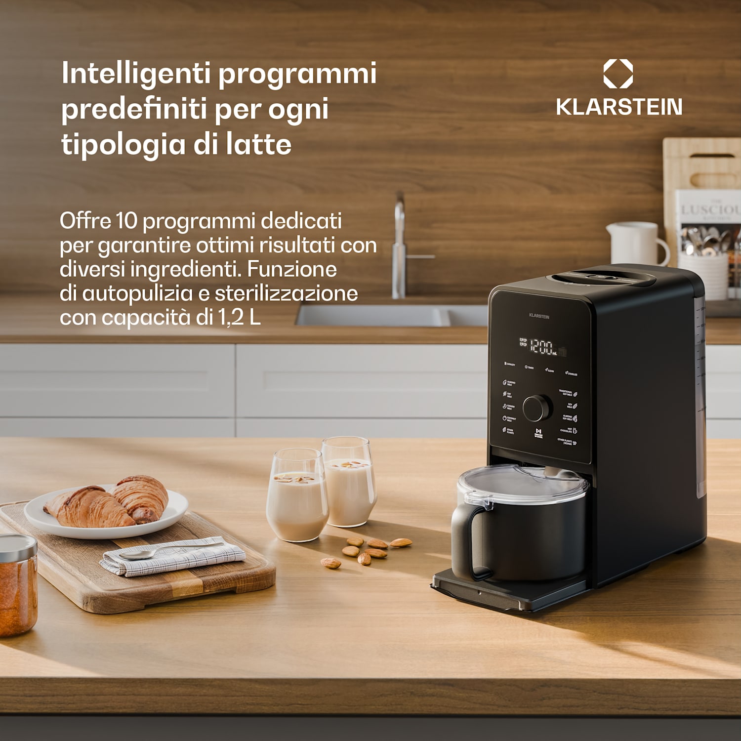 Marcia Touch automa per latte di noci 1,2 litri 6 lame in acciaio inox 1200 W 10 + 2 programmi 